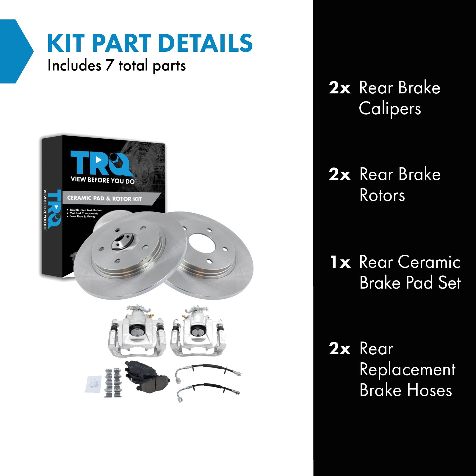 TRQ Rear Brake Pad and Rotor Set Ceramic Calipers Compatible with 2012-2016 Chrysler Town and Country Grand Caravan 2012-2015 Ram Cargo Van 2013-2014 Volkswagen Routan