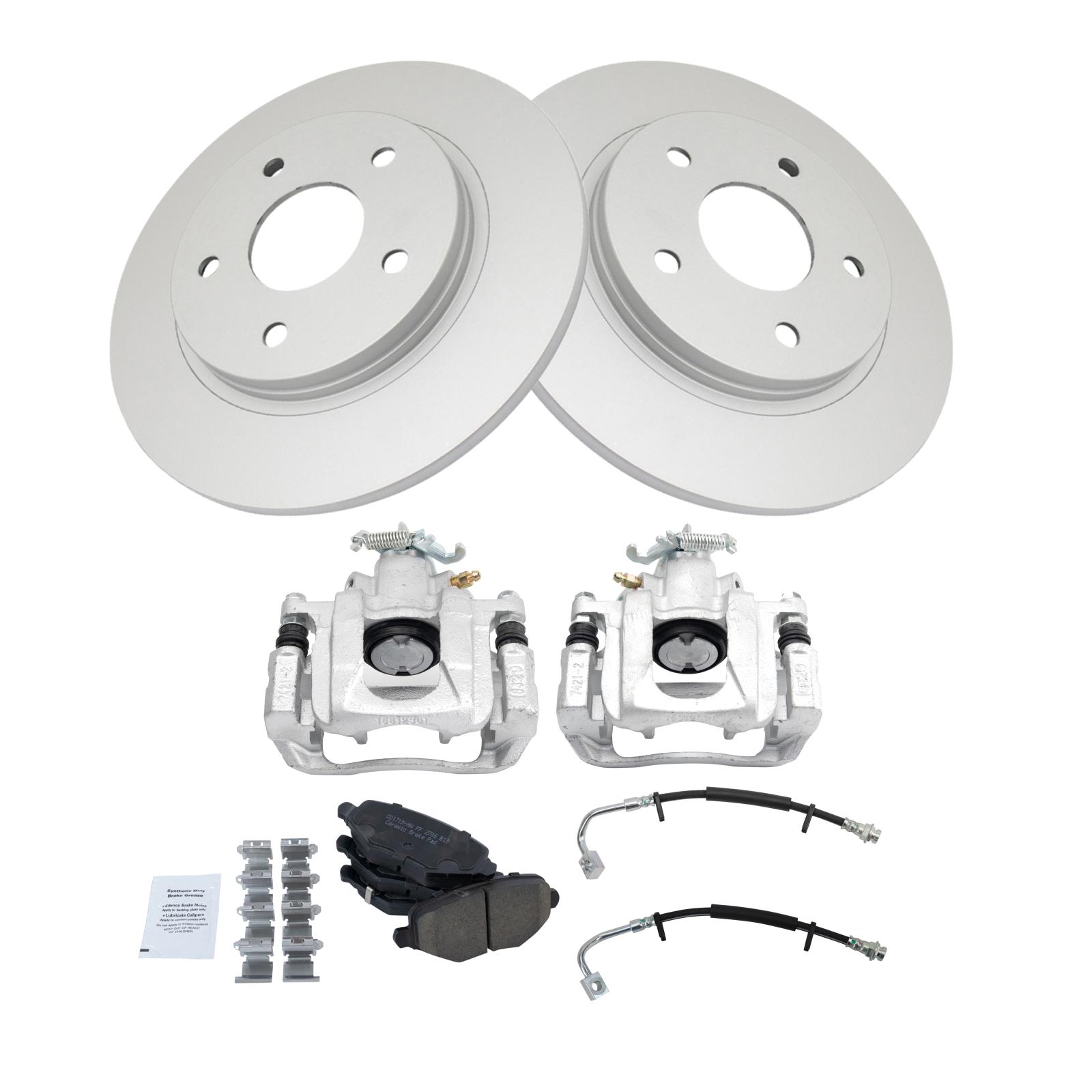 TRQ Rear Brake Pad and Rotor Set Ceramic G Coated Rotors Calipers Compatible with 2012-2016 Chrysler Town and Country Grand Caravan 2012-2015 Ram Cargo Van 2013-2014 Volkswagen Routan