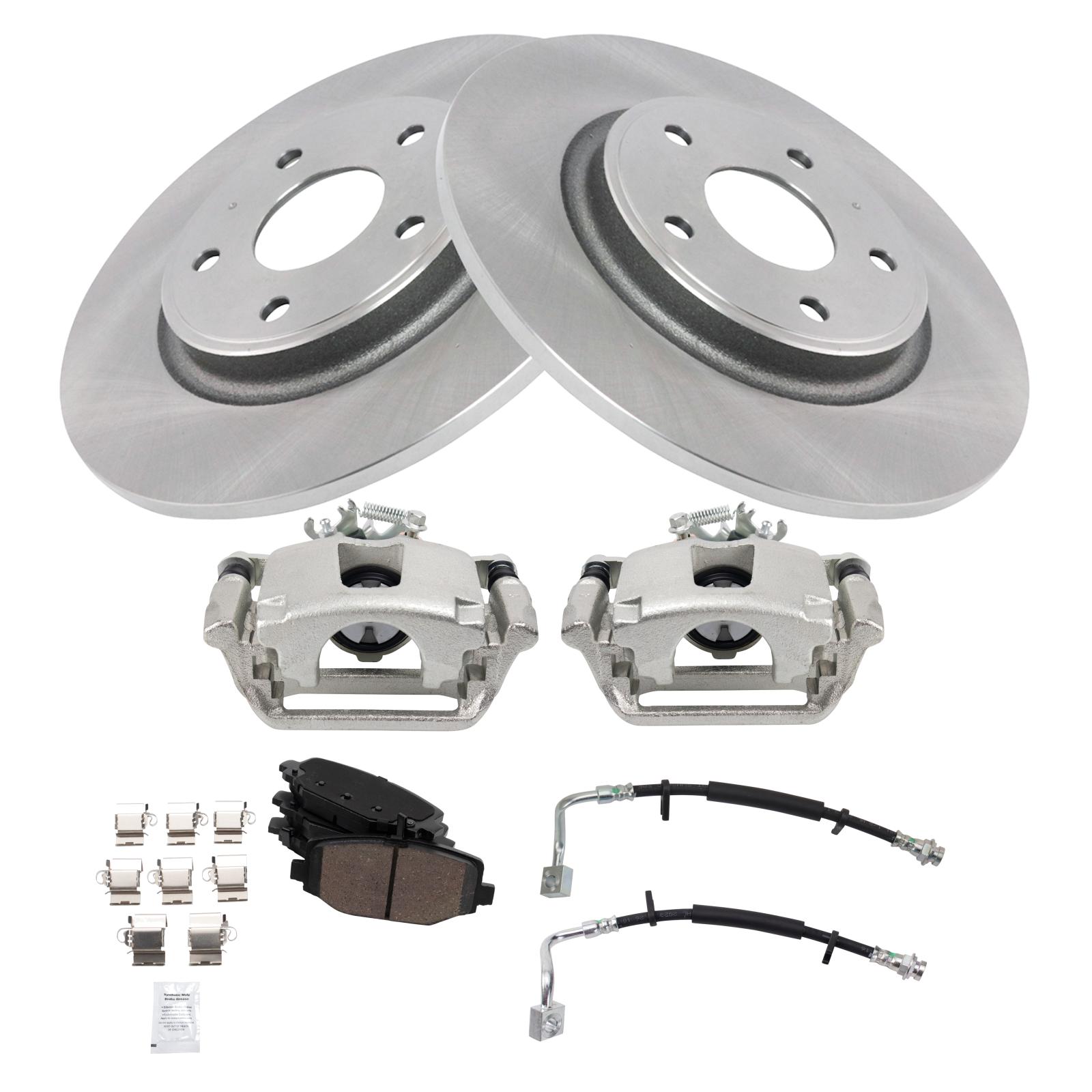TRQ Rear Brake Pad and Rotor Set Ceramic 328mm Rotors Calipers Compatible with 2012-2016 Chrysler Town and Country 2012-2018 Dodge Grand Caravan 2013-2015 Ram Cargo Van