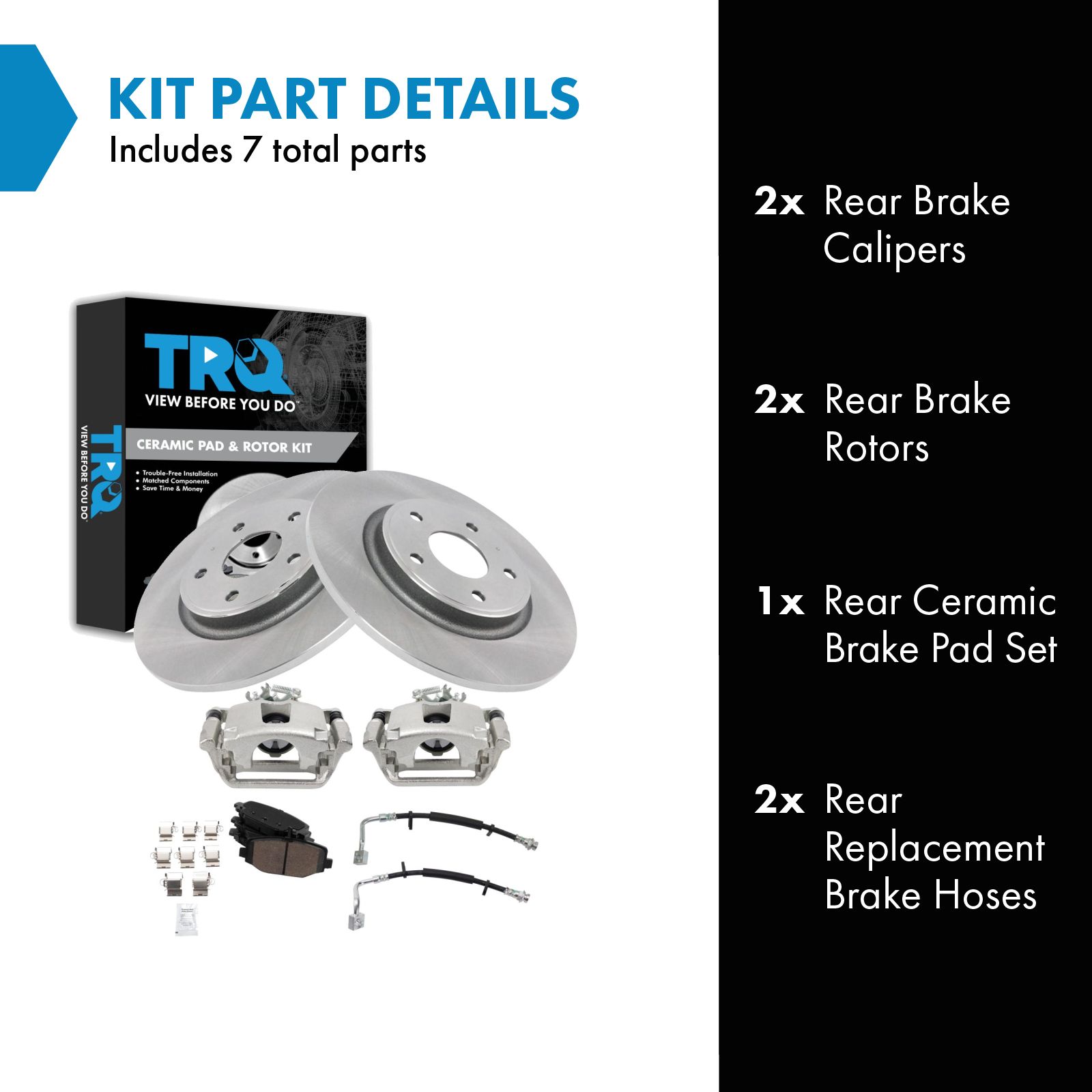 TRQ Rear Brake Pad and Rotor Set Ceramic 328mm Rotors Calipers Compatible with 2012-2016 Chrysler Town and Country 2012-2018 Dodge Grand Caravan 2013-2015 Ram Cargo Van