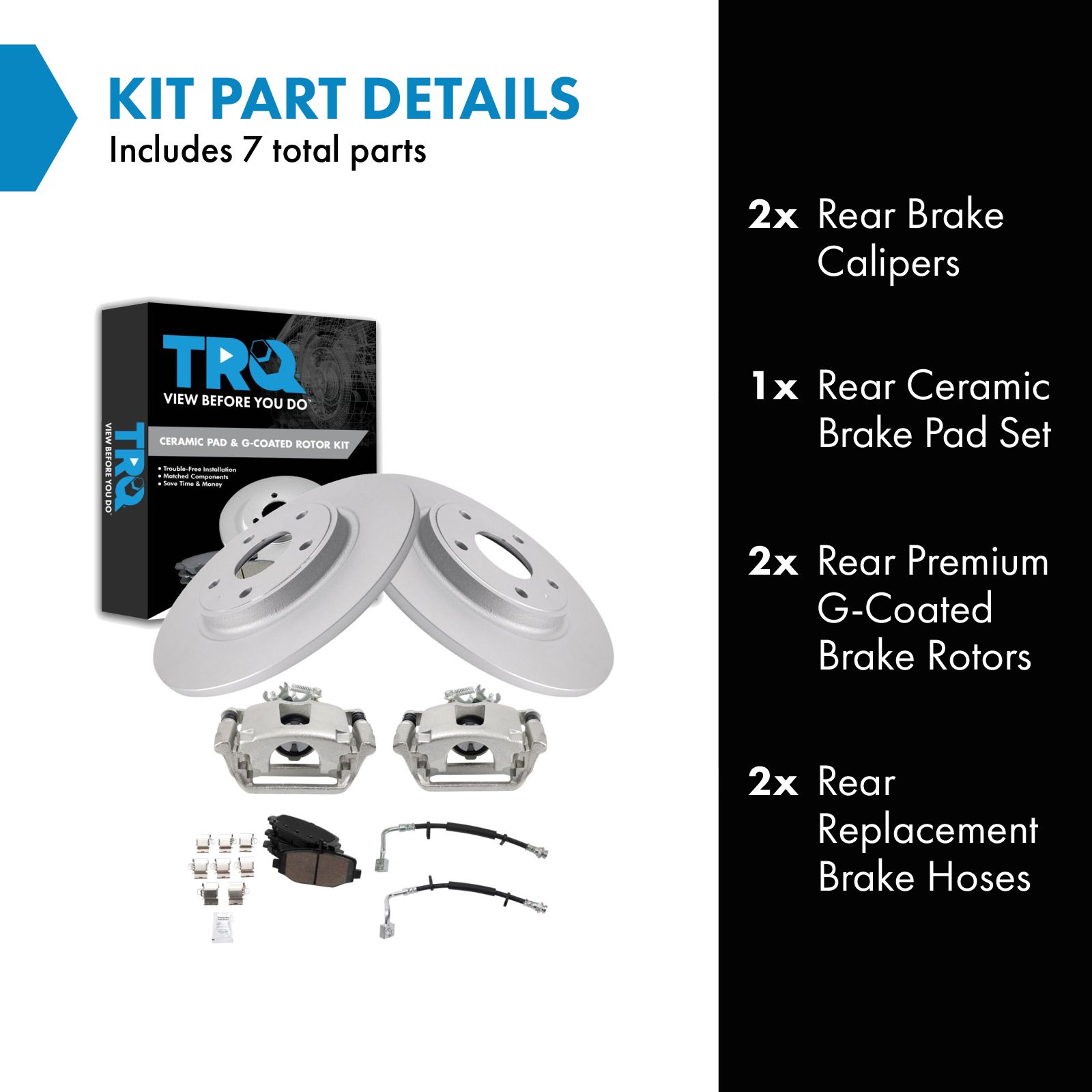 TRQ Rear Brake Pad and Rotor Set Ceramic 328mm G Coated Rotors Calipers Compatible with 2012-2016 Chrysler Town & Country 2012-2018 Dodge Grand Caravan 2013-2015 Ram Cargo Van