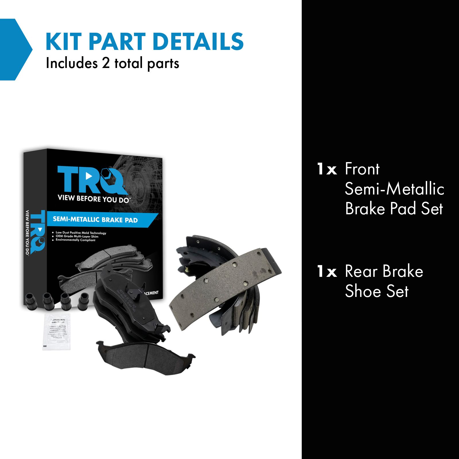 TRQ Front and Rear Brake Pad Set Semi Metallic Compatible with 1993-2002 Mercury Villager 1993-2002 Quest