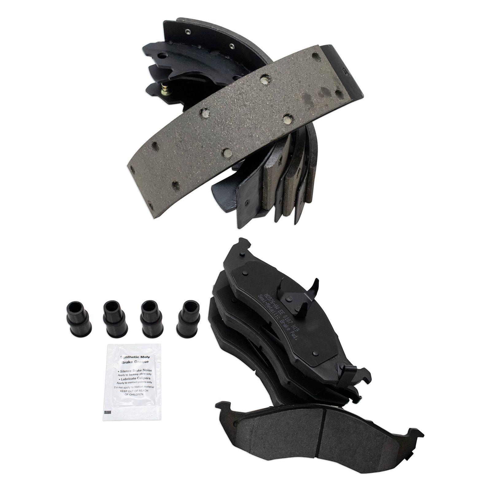 TRQ Front and Rear Brake Pad Set Semi Metallic Compatible with 1993-2002 Mercury Villager 1993-2002 Quest