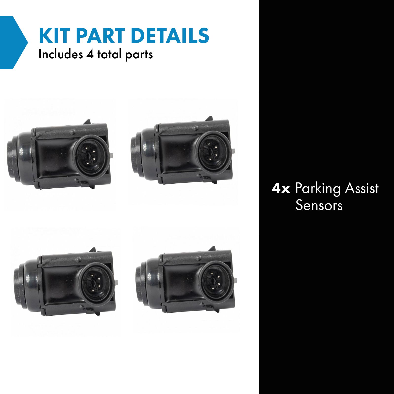 TRQ Front or Rear Parking Assist Sensor 4 Piece Set Compatible with Mercedes Benz
