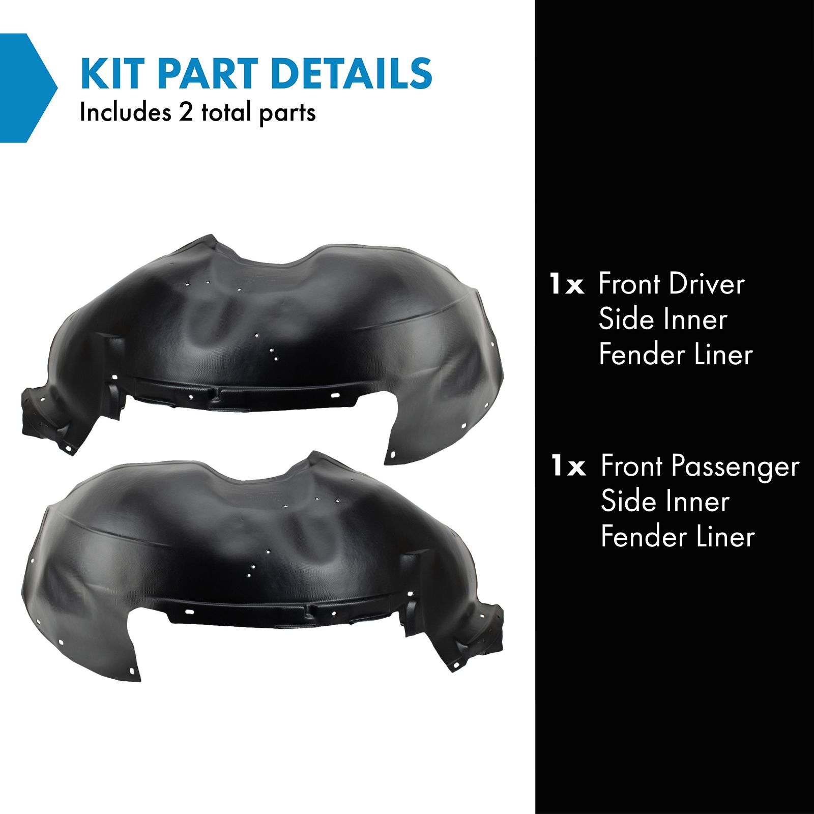 TRQ Front Inner Fender Liner Set Compatible with 2001-2006 Chevrolet Silverado 2500 HD 2007 Silverado 2500 HD Classic Silverado 3500 Silverado 3500 Classic GM1248165 GM1249165