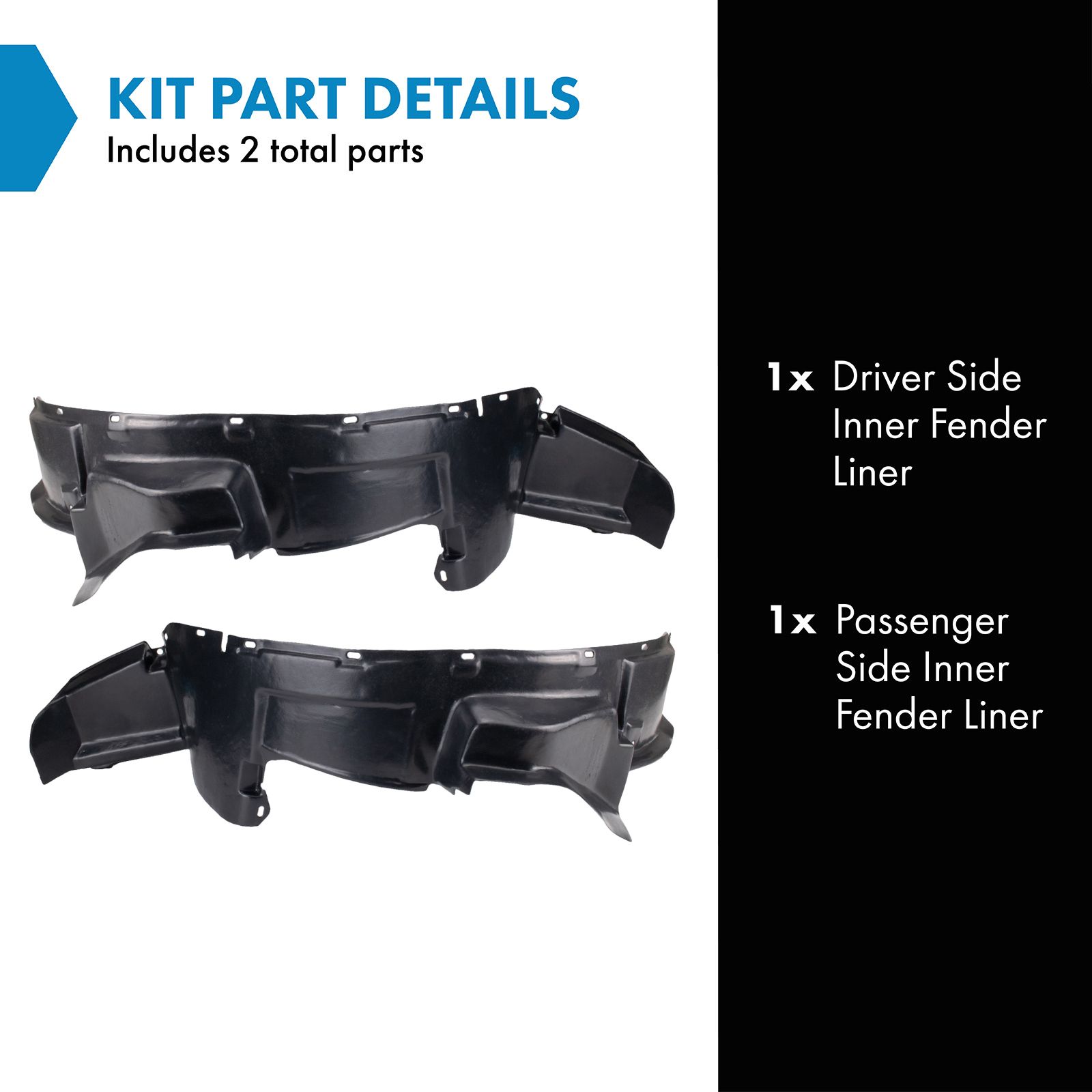 TRQ Inner Fender Liner Set Compatible with 1993-1998 Mercury Villager Nissan Quest NI1250102 NI1251102