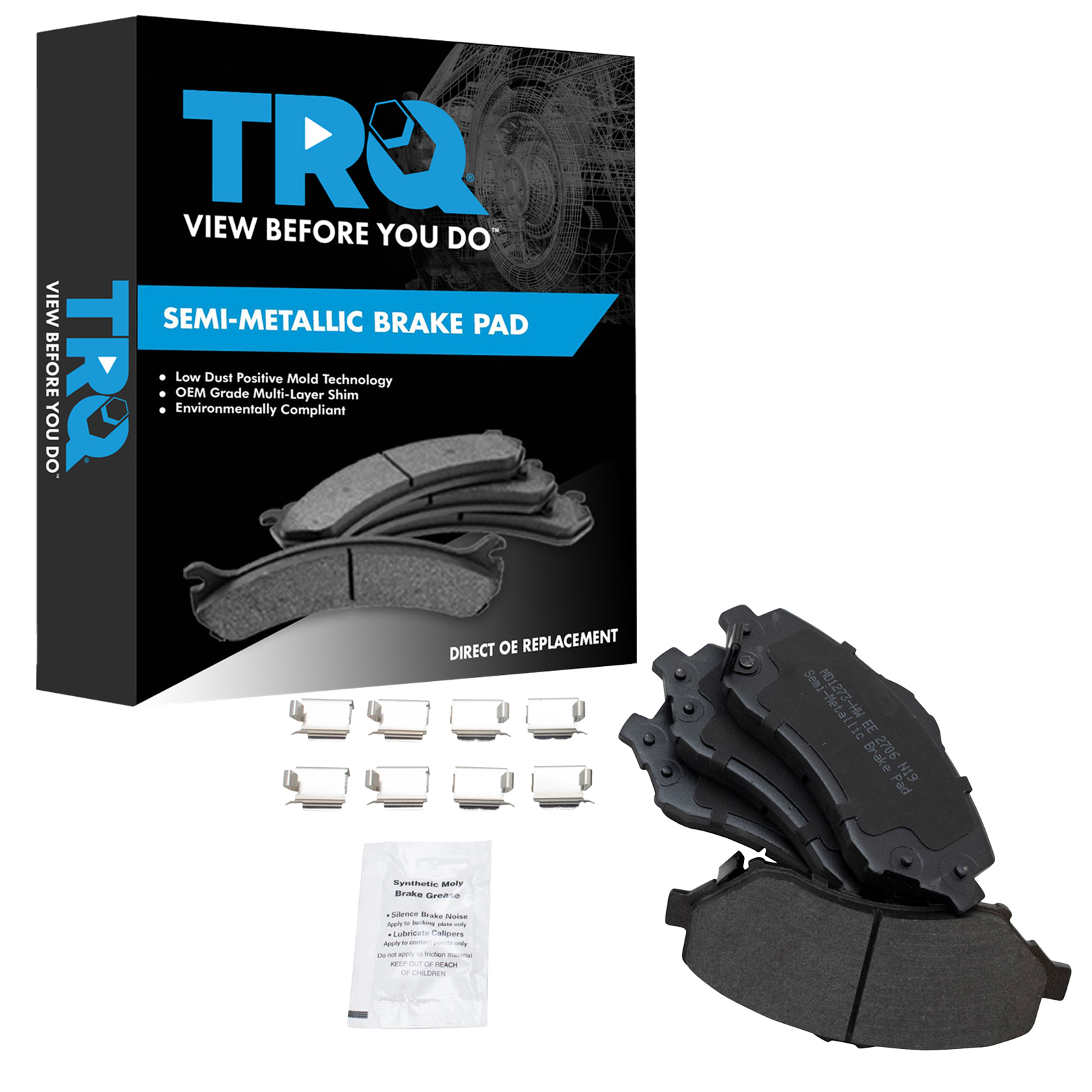 TRQ Front Posi Metallic Brake Pad Kit Set for Cargo Van / Grand Caravan / Journey / Liberty / Nitro / Routan / Town & Country / Wrangler / Wrangler JK
