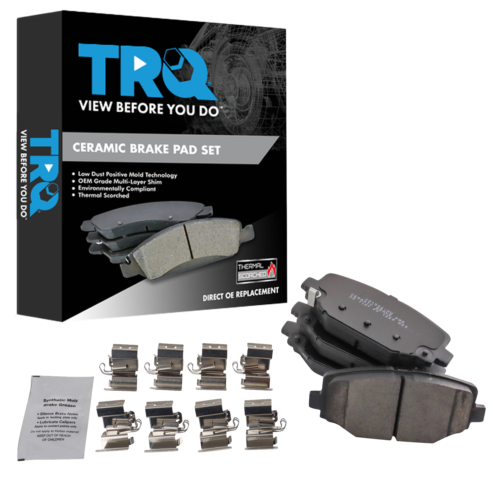 TRQ Rear Brake Pads Ceramic Compatible with 2012-2016 Chrysler Town Country 2012-2020 Dodge Grand Caravan 2012-2020 Journey 2012-2015 Ram CV 2009-2014 Volkswagen Routan