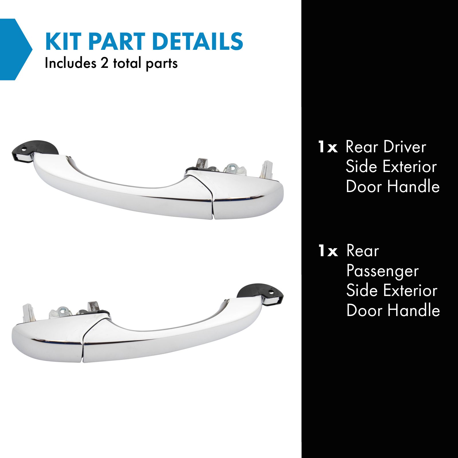 TRQ Left and Right Exterior Door Handle Set Drivers Side Compatible with 2008-2016 Chrysler Town & Country 2008-2018 Dodge Grand Caravan