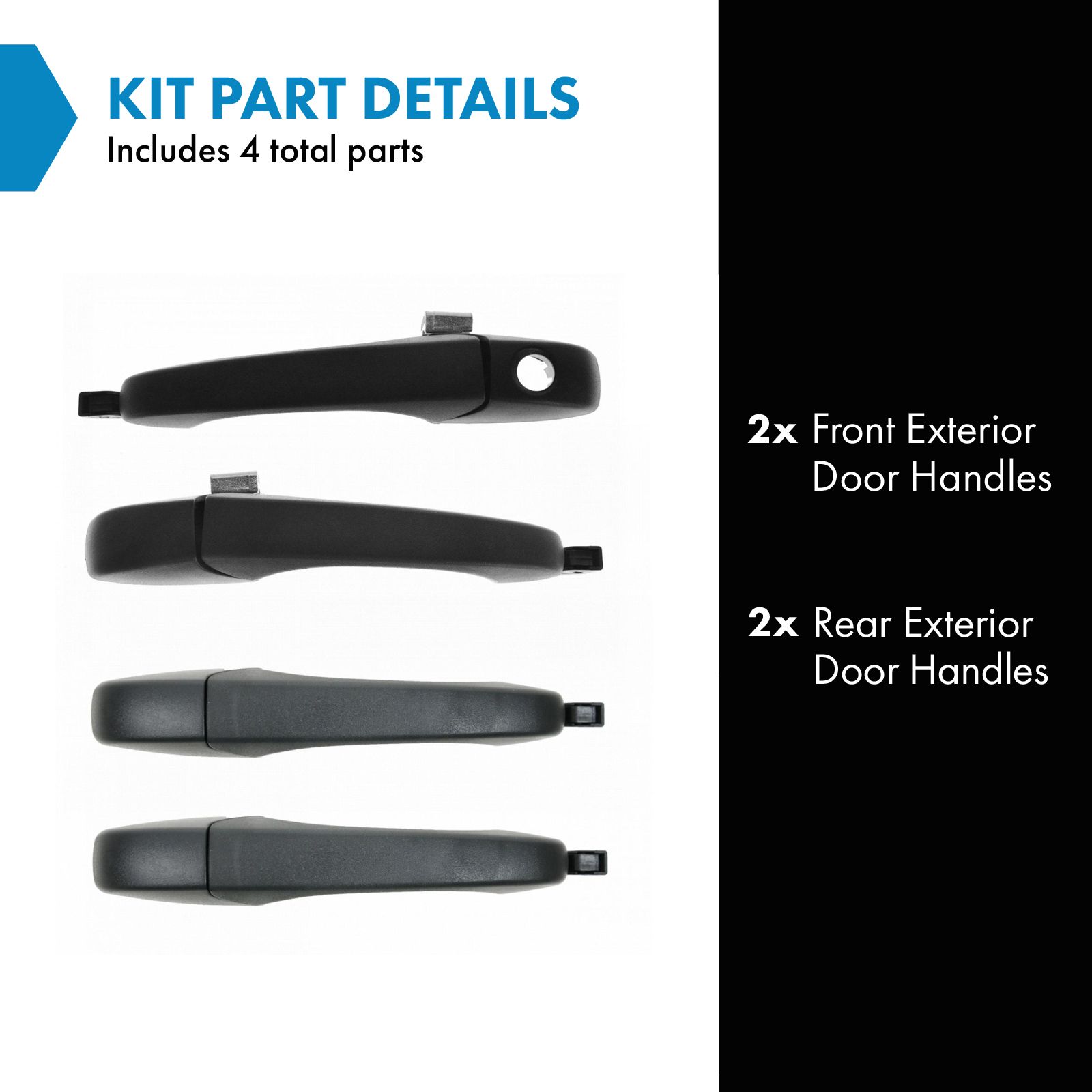 TRQ Front and Rear Exterior Door Handle Set Compatible with 2008-2016 Chrysler Town & Country 2008-2018 Dodge Grand Caravan