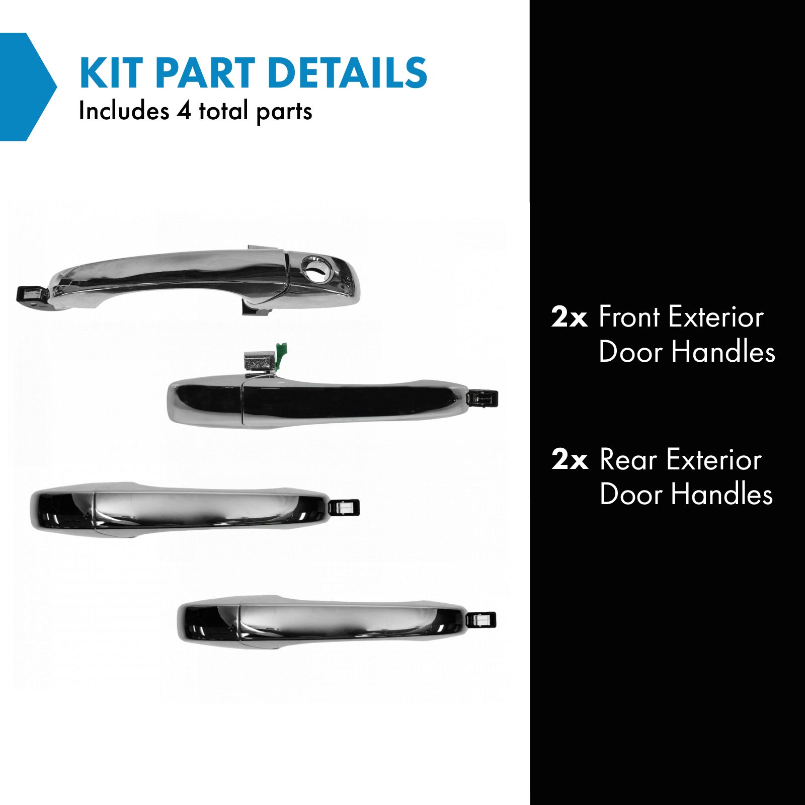 TRQ Front and Rear Exterior Door Handle Set Compatible with 2008-2016 Chrysler Town & Country 2008-2018 Dodge Grand Caravan