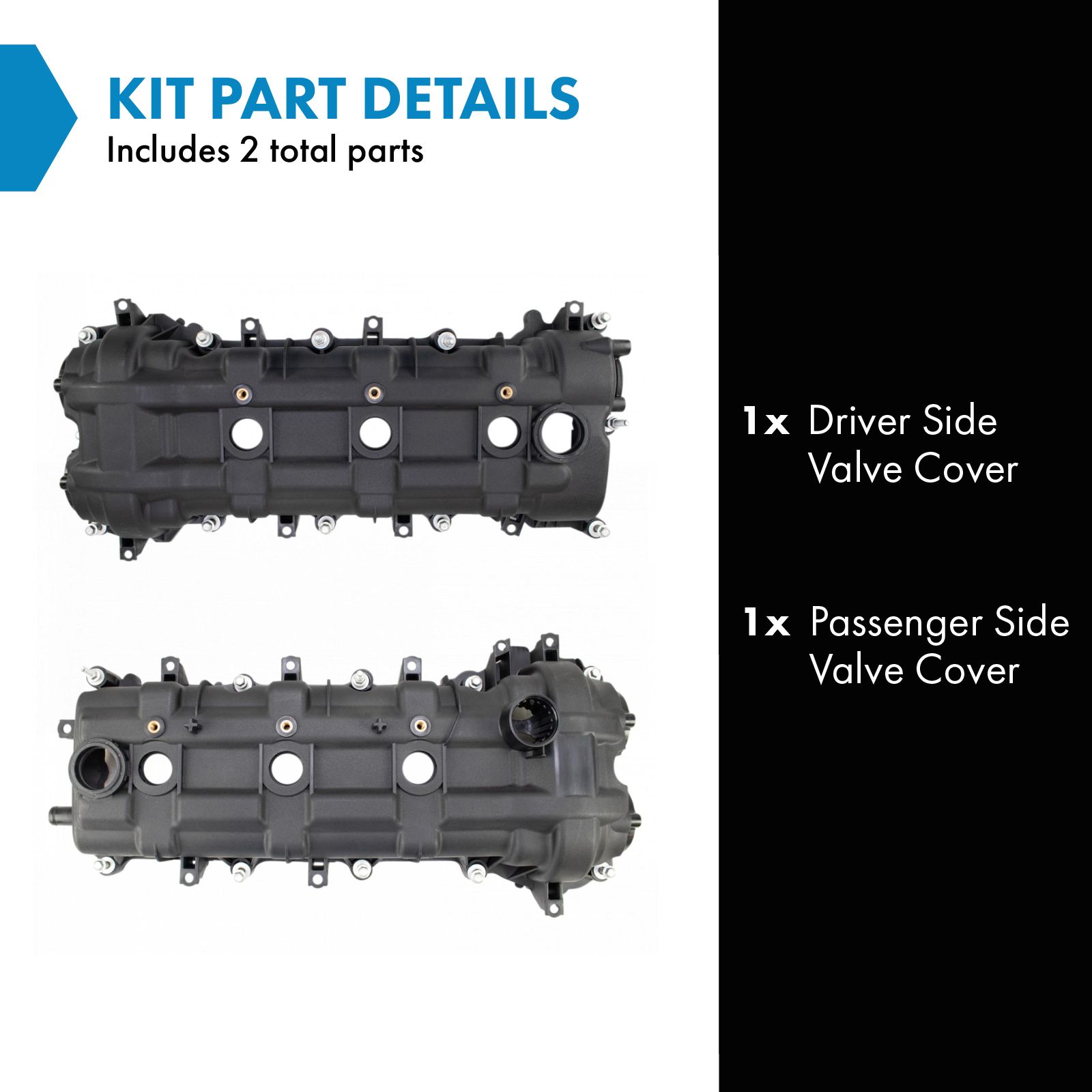 TRQ Engine Valve Cover Assembly LH RH Kit Pair for Dodge Chrysler Jeep 3.6L