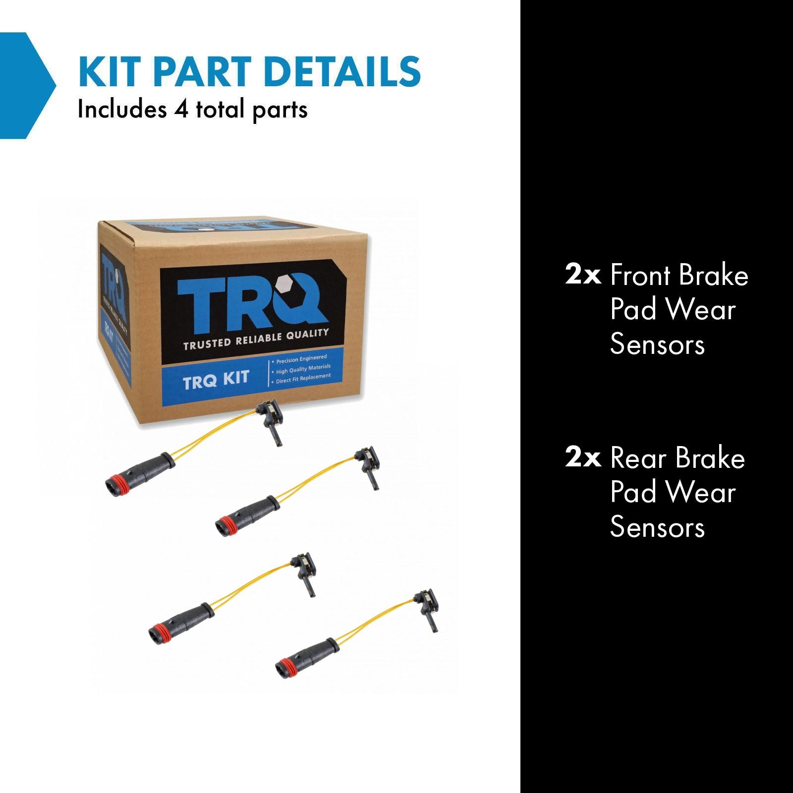 TRQ  Brake Pad Wear Sensor Set, Brake Pad Wear Sensor Kit 4 Piece Front & Rear Compatible with 01-13 Mercedes-Benz