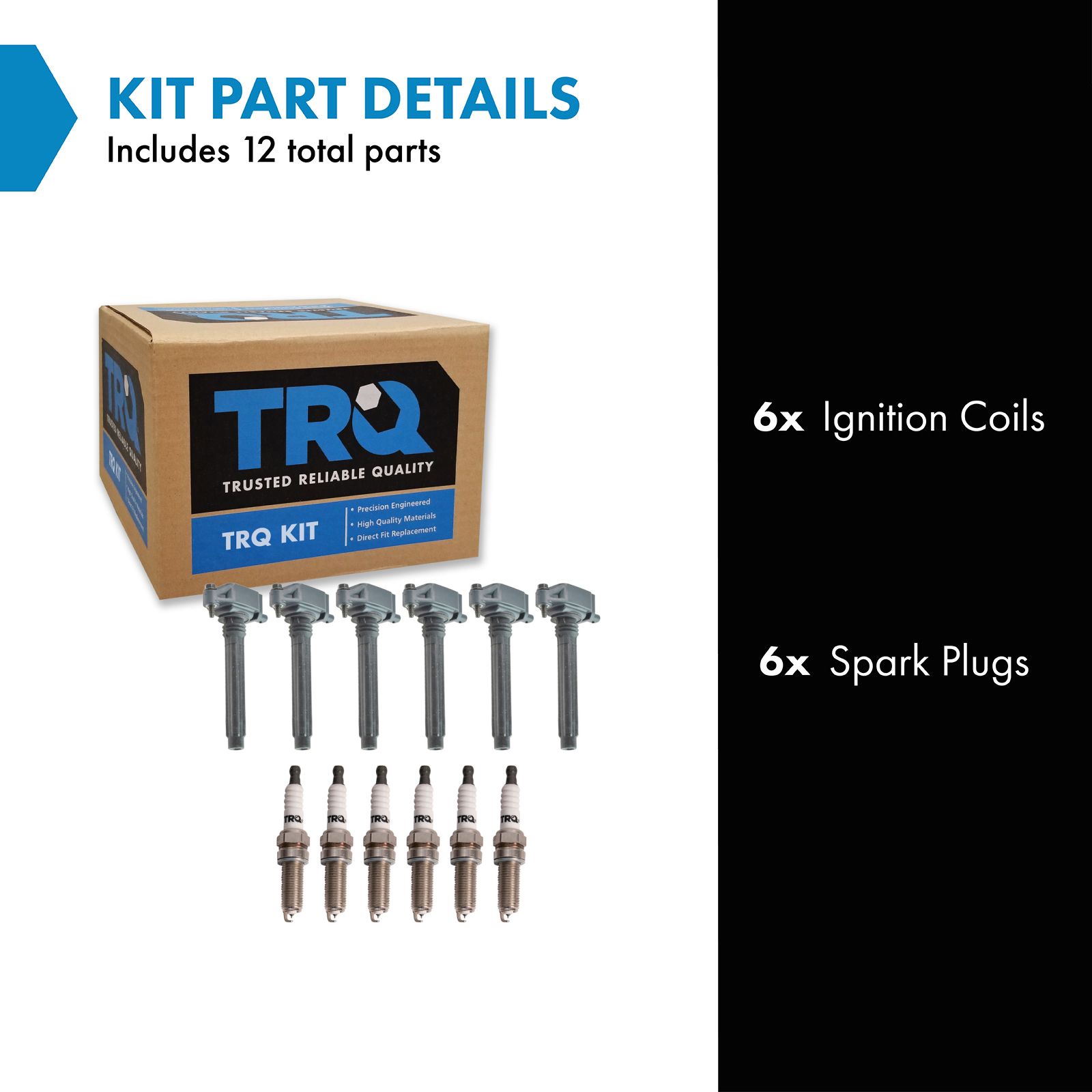 TRQ Ignition Coil & Spark Plug Kit 12 Piece Iridium Spark Plugs Compatible with 2013-2018 Ram 1500 2011-2021 Dodge Charger Jeep Cherokee Chrysler 300 Grand Caravan