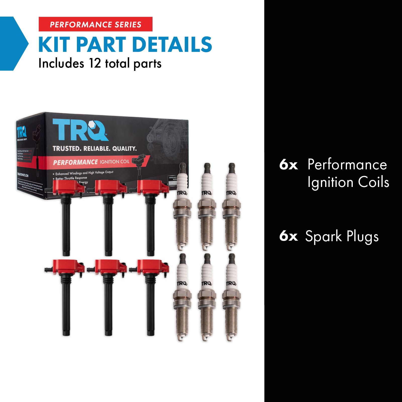 TRQ Ignition Kit Ignition Coil Spark Plugs Compatible with 11-21 Chrysler Dodge 11-20 Jeep 12-20 Ram 11-14 Volkswagen 3.6L V6