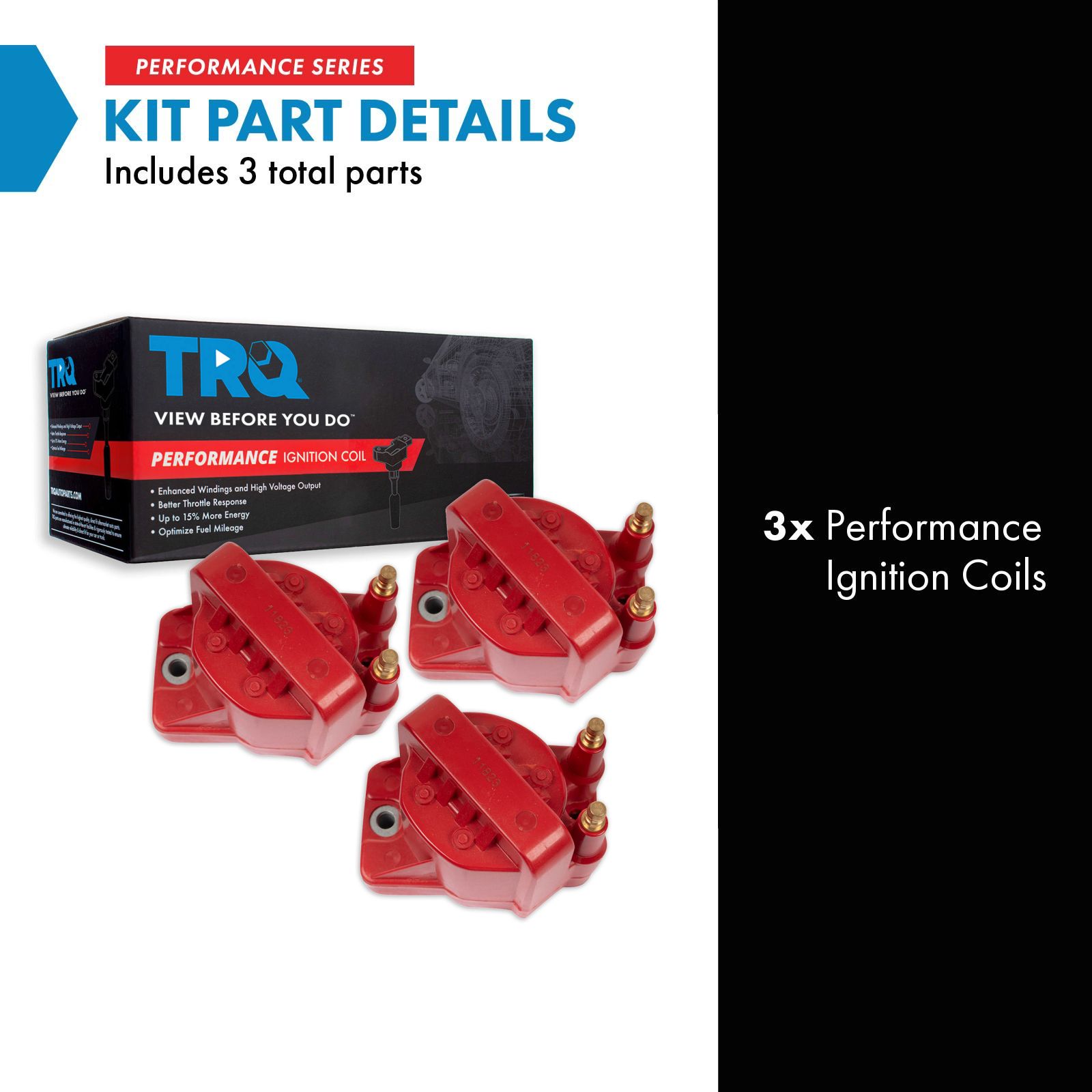 TRQ Ignition Coil Set 3 Piece High Temperature Epoxy Compatible with 1986-2009 Buick Century Electra LeSabre Regal Riviera LaCrosse Lucerne Park Avenue Reatta Rendezvous Skylark