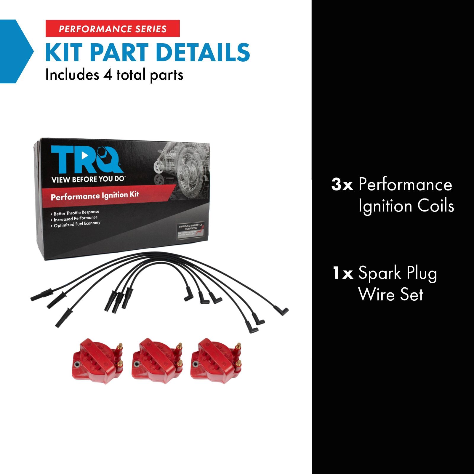 TRQ Ignition Coil Kit 4 Piece Compatible with 1992-1995 Chevrolet Lumina APV Buick LeSabre Oldsmobile 88 98 Silhouette Pontiac Bonneville Trans Sport