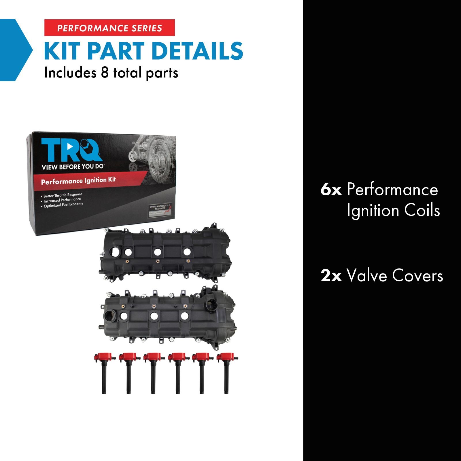 TRQ Ignition Coil Kit 8 Piece Valve Cover Compatible with 2011-2021 Dodge Charger Challenger Chrysler 300 Grand Caravan 2014-2021 Jeep Cherokee