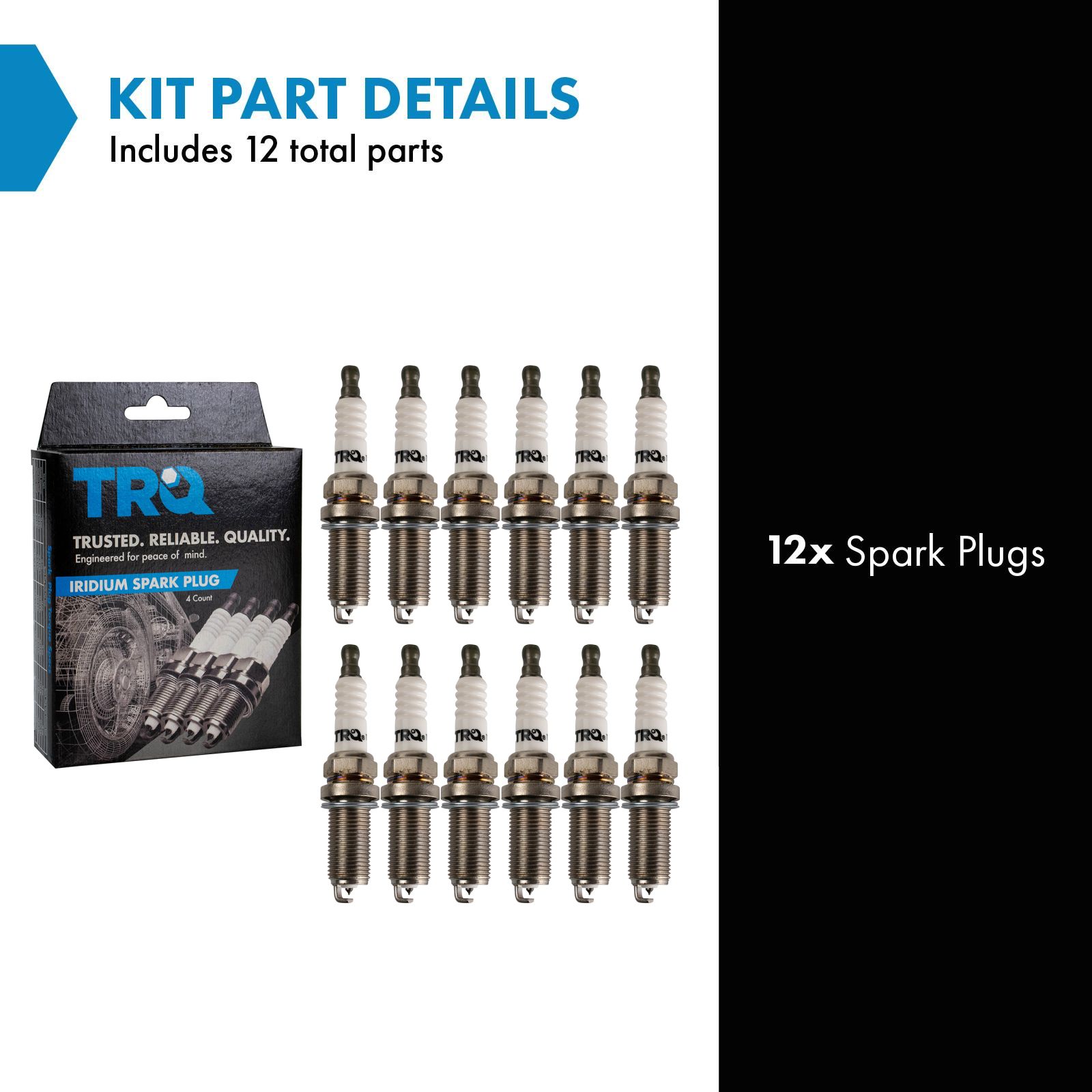 TRQ Iridium Spark Plugs Engine Tune Up Ignition Kit 12 Piece Set