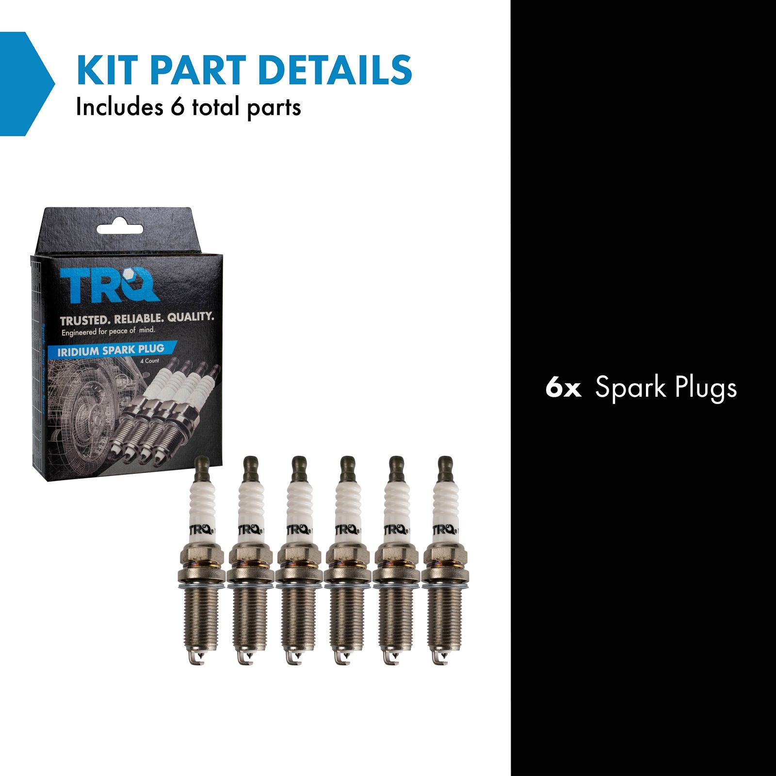 TRQ Iridium Spark Plugs 6 Piece Compatible with 89–95 Ford Taurus 01–04 Chevrolet Tracker 88–95 Toyota Pickup 97–00 Honda Passport 92–01 Nissan Maxima 87–90 Jeep Cherokee 91–96 Dodge Stealth