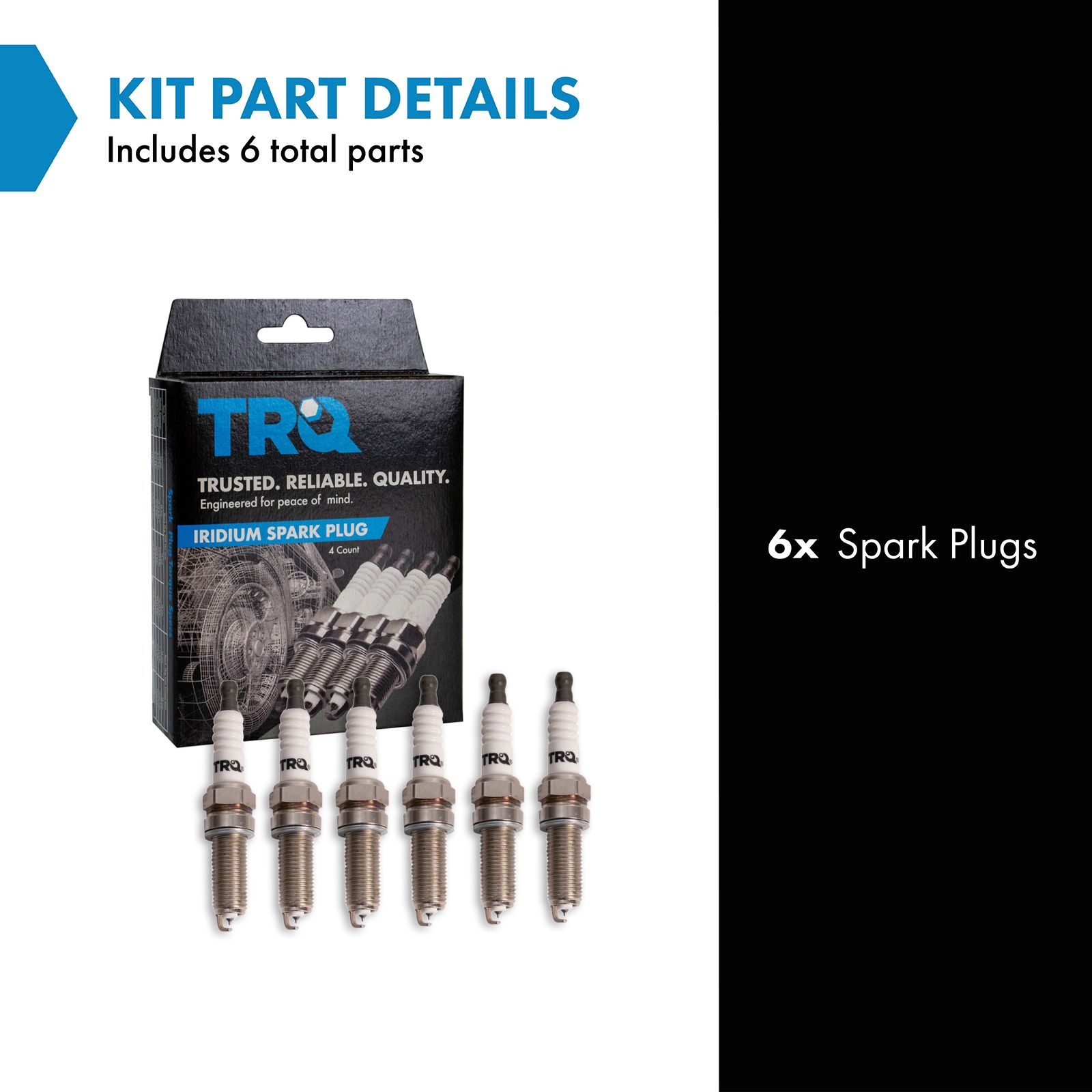 TRQ Spark Plug Set 6 Piece Iridium Compatible with 12-19 Acura 11-19 Chrysler Dodge Honda Jeep Ram 11-14 VW 3.5L 3.6L V6