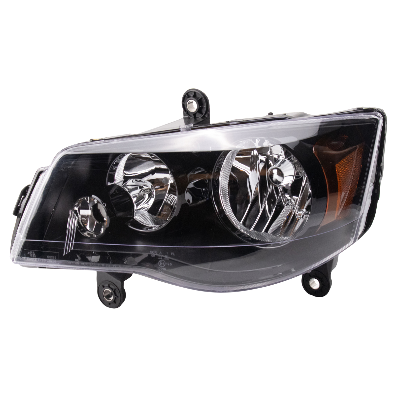 TRQ Driver Side Headlight Assembly Halogen Black Bezel Compatible with 2014-2016 Chrysler Town & Country 2011-2020 Dodge Grand Caravan CH2502266