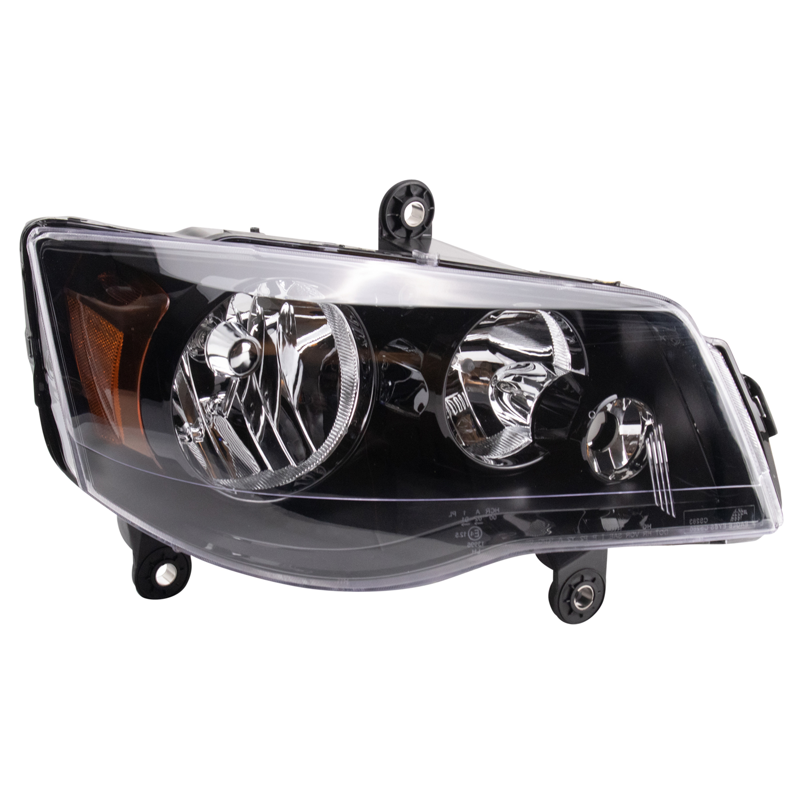 TRQ Passenger Side Headlight Assembly Halogen Black Bezel Compatible with 2014-2016 Chrysler Town & Country 2011-2020 Dodge Grand Caravan CH2503266