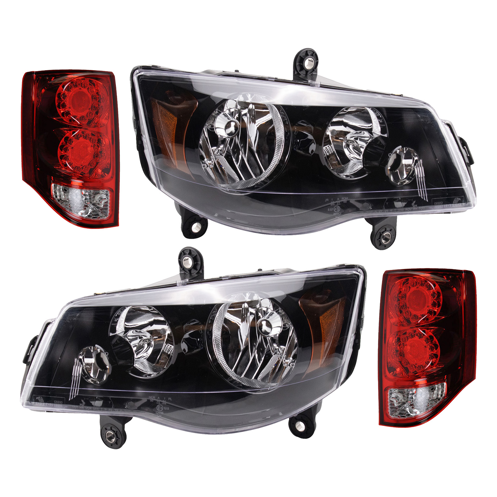 TRQ Lighting Kit Driver & Passenger Side Compatible with 2011-2020 Dodge Grand Caravan CH2502266 CH2503266 CH2800199 CH2801199