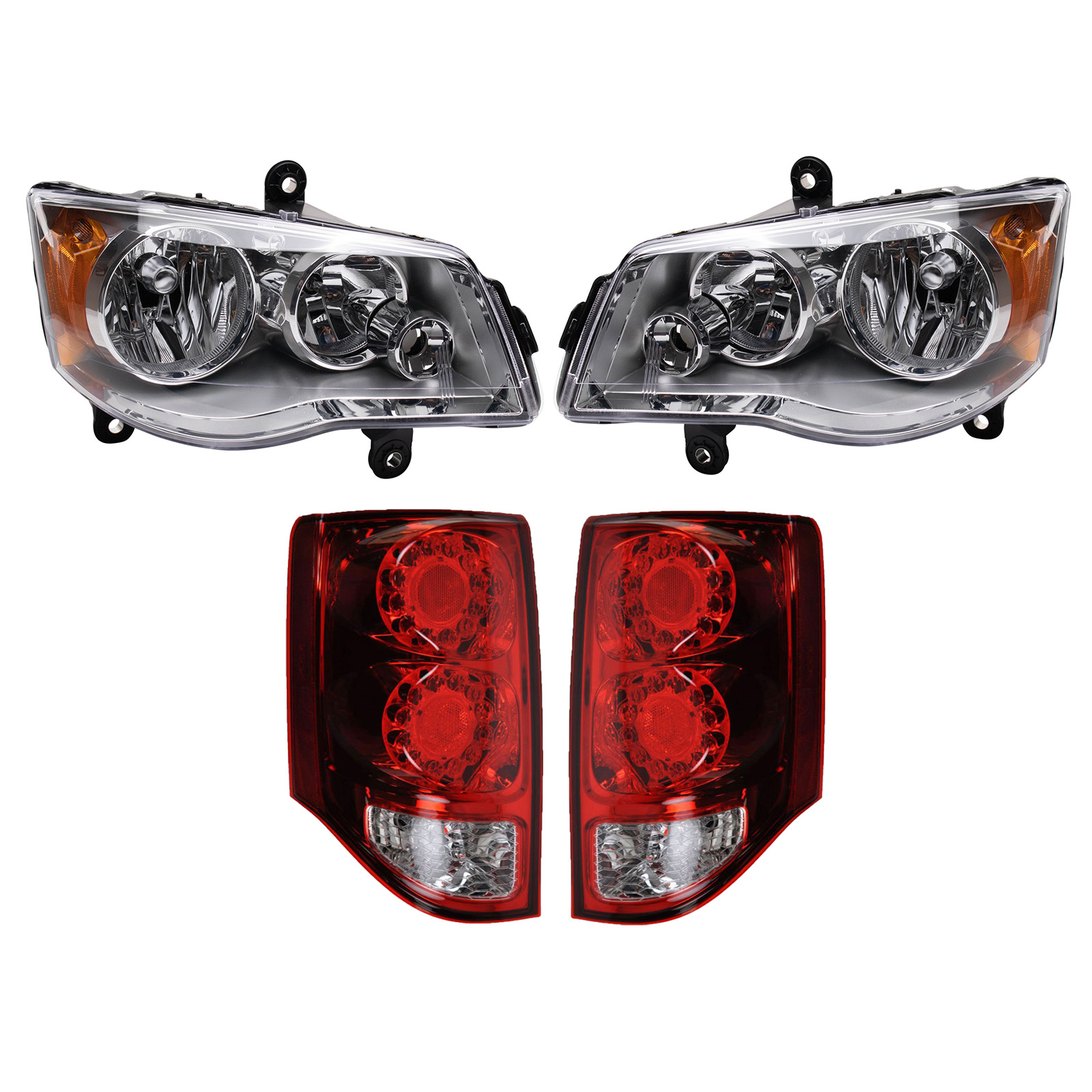 TRQ Lighting Kit Driver & Passenger Side Compatible with 2011-2020 Dodge Grand Caravan CH2502192 CH2503192 CH2800199 CH2801199