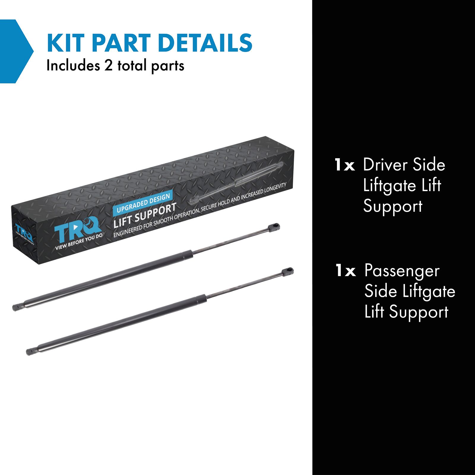 TRQ Driver & Passenger Side Liftgate Lift Support Shock Strut Set Compatible with 2011-2016 Chrysler Town & Country 2011-2020 Dodge Grand Caravan 2009-2014 Volkswagen Routan
