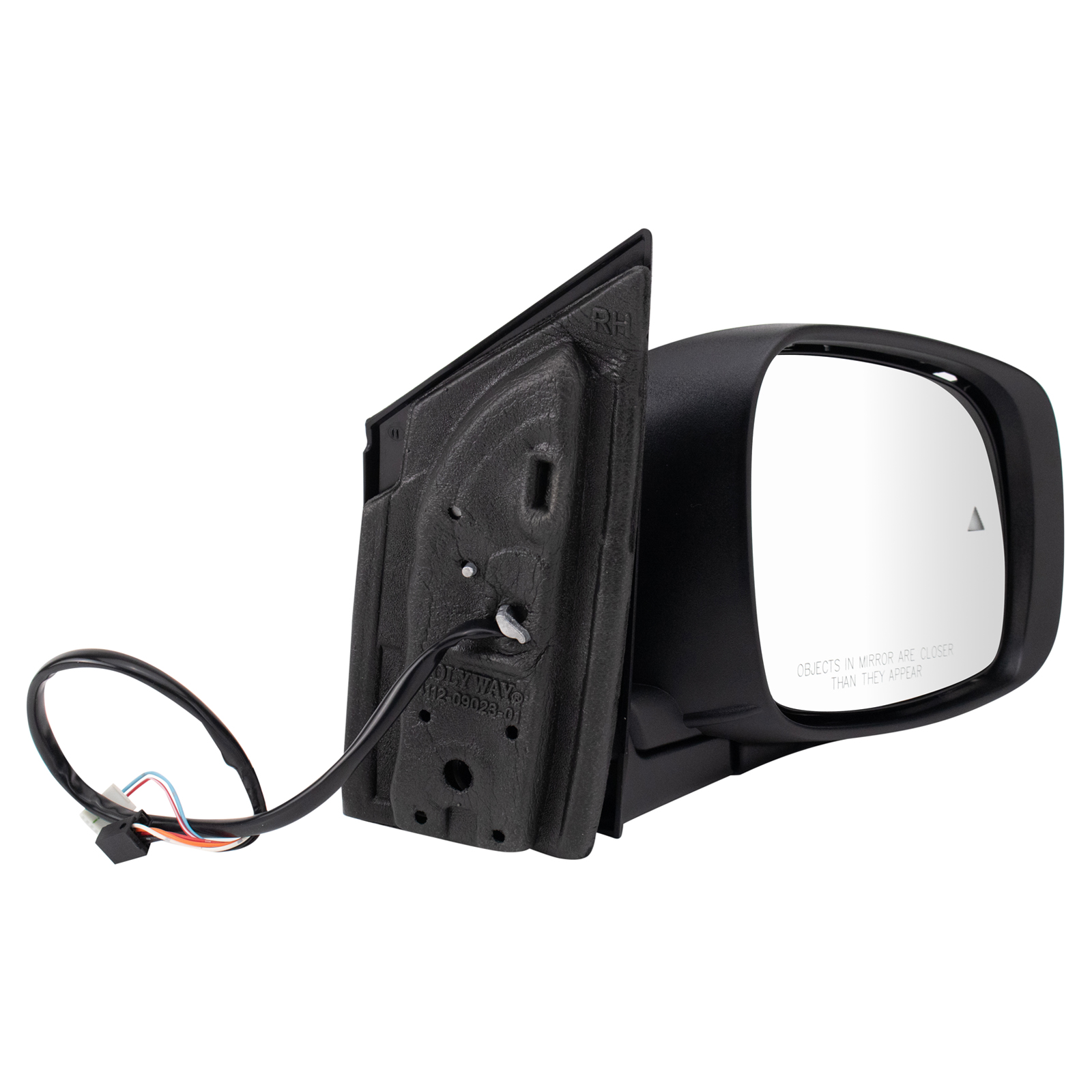 TRQ Passenger Side Power Heated Mirror Smooth Black Paint to Match Compatible with 2009-2016 Dodge Grand Caravan Chrysler Town & Country CH1321478