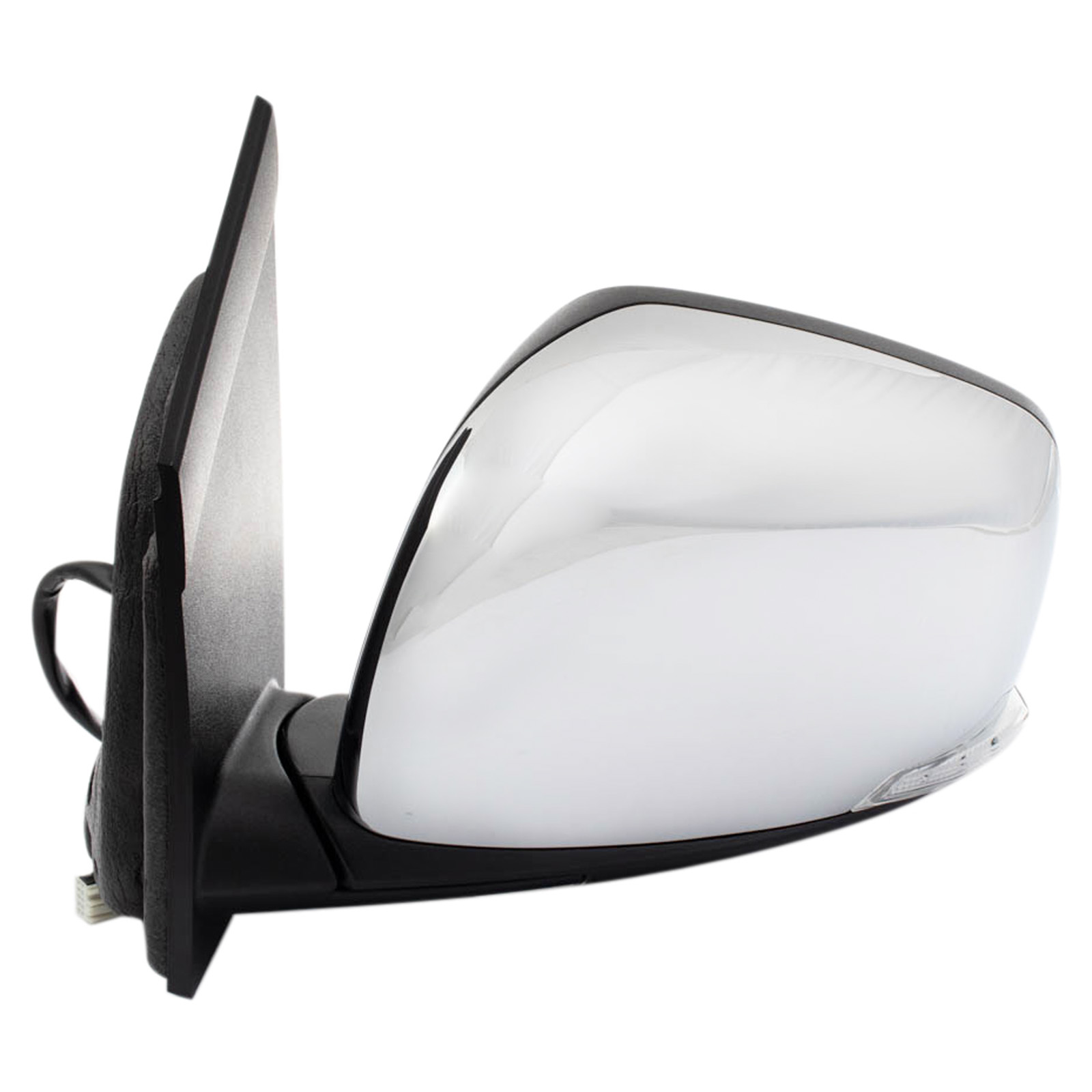 TRQ Driver Side Power Heated Mirror Chrome Cover Blind Spot Indicator Housing Turn Signal Compatible with 2009-2016 Dodge Grand Caravan Chrysler Town & Country CH1320479