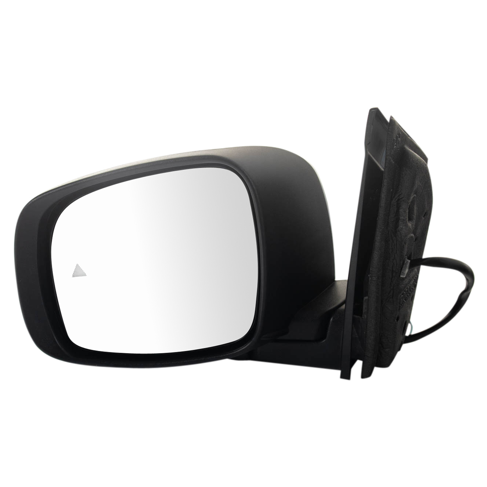 TRQ Driver Side Power Heated Mirror Chrome Cover Blind Spot Indicator Housing Turn Signal Compatible with 2009-2016 Dodge Grand Caravan Chrysler Town & Country CH1320479