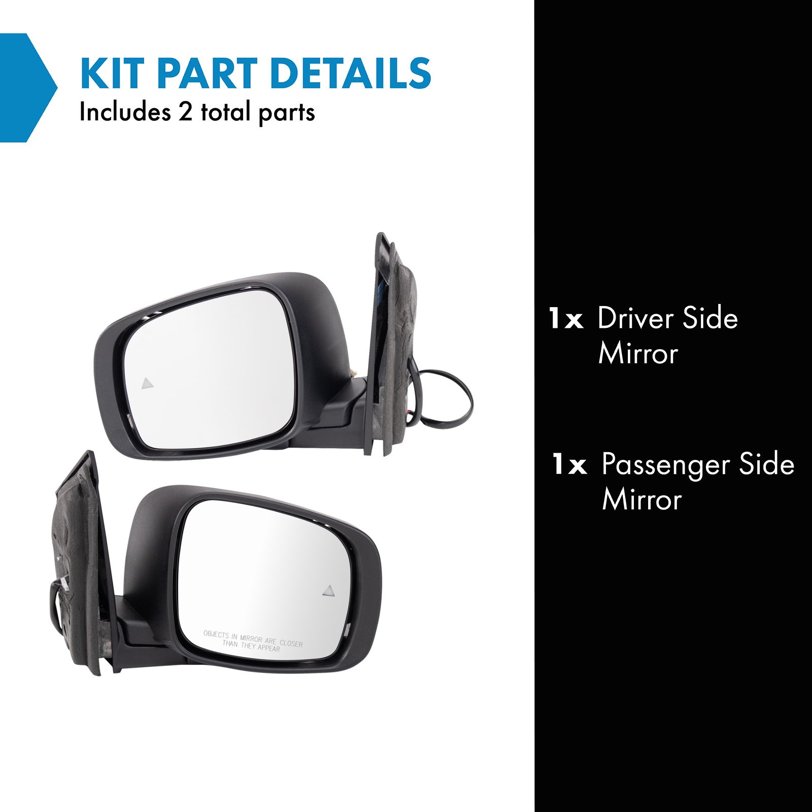 TRQ  Mirror Set Power Driver & Passenger Side CH1320478 CH1321478 Compatible with 2009-2016 Chrysler Town & Country Dodge Grand Caravan