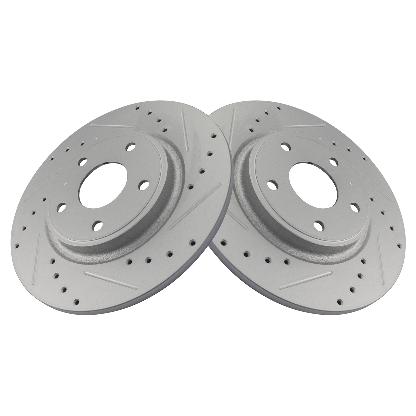TRQ Rear Performance Drilled Slotted G-Coated Disc Brake Rotor Pair Compatible with Chrysler