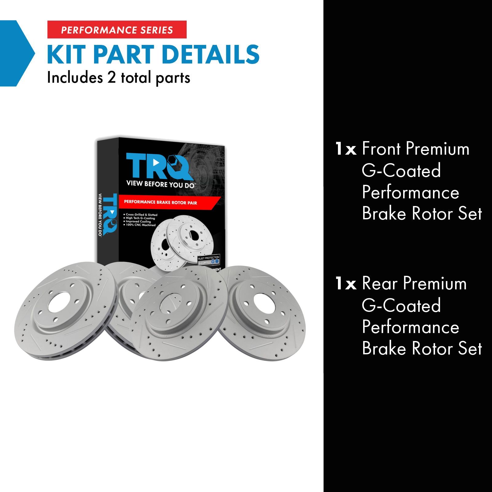 TRQ Performance Drilled & Slotted Front Rear Brake Rotor Set Compatible with Chrysler VW Van