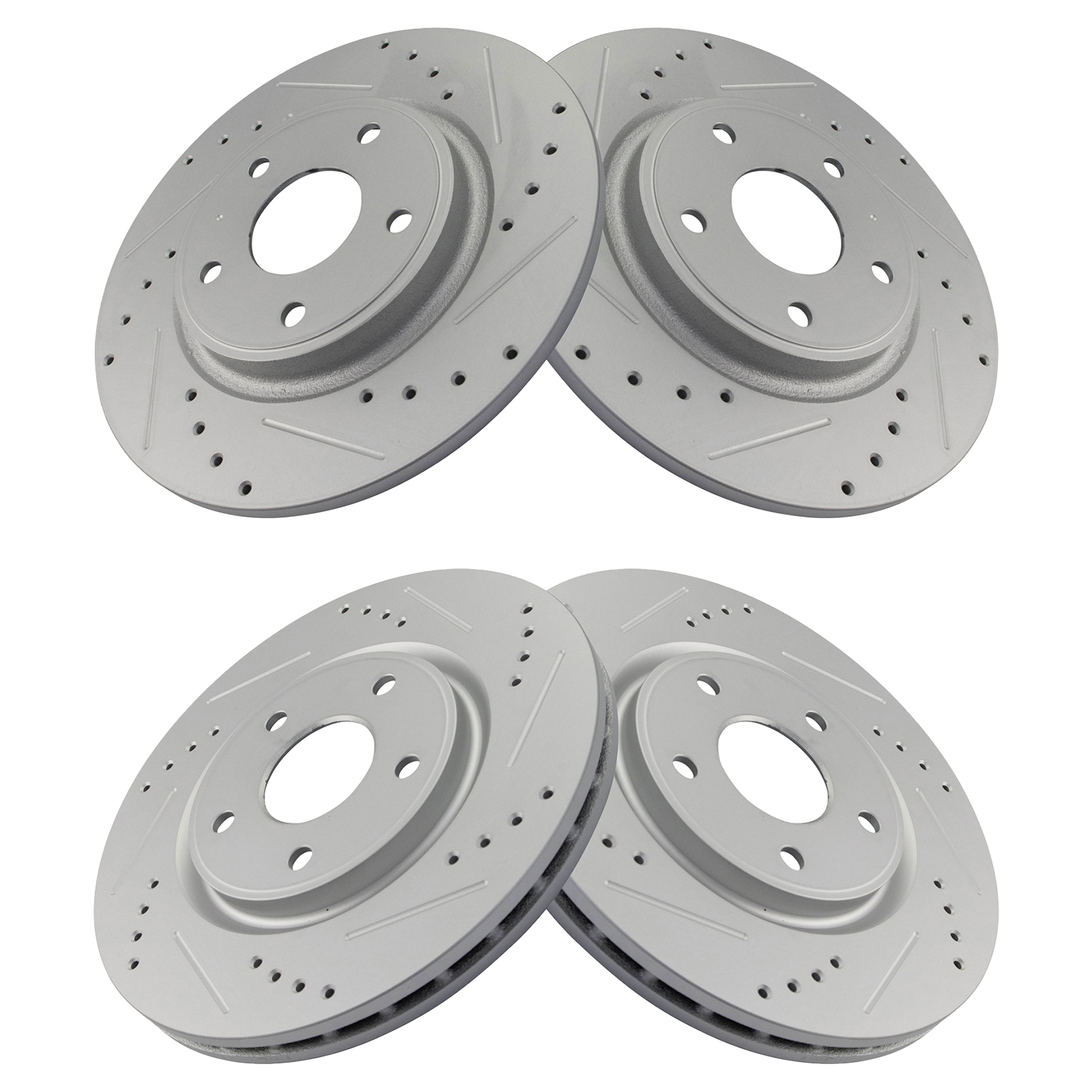TRQ Performance Drilled & Slotted Front Rear Brake Rotor Set Compatible with Chrysler VW Van