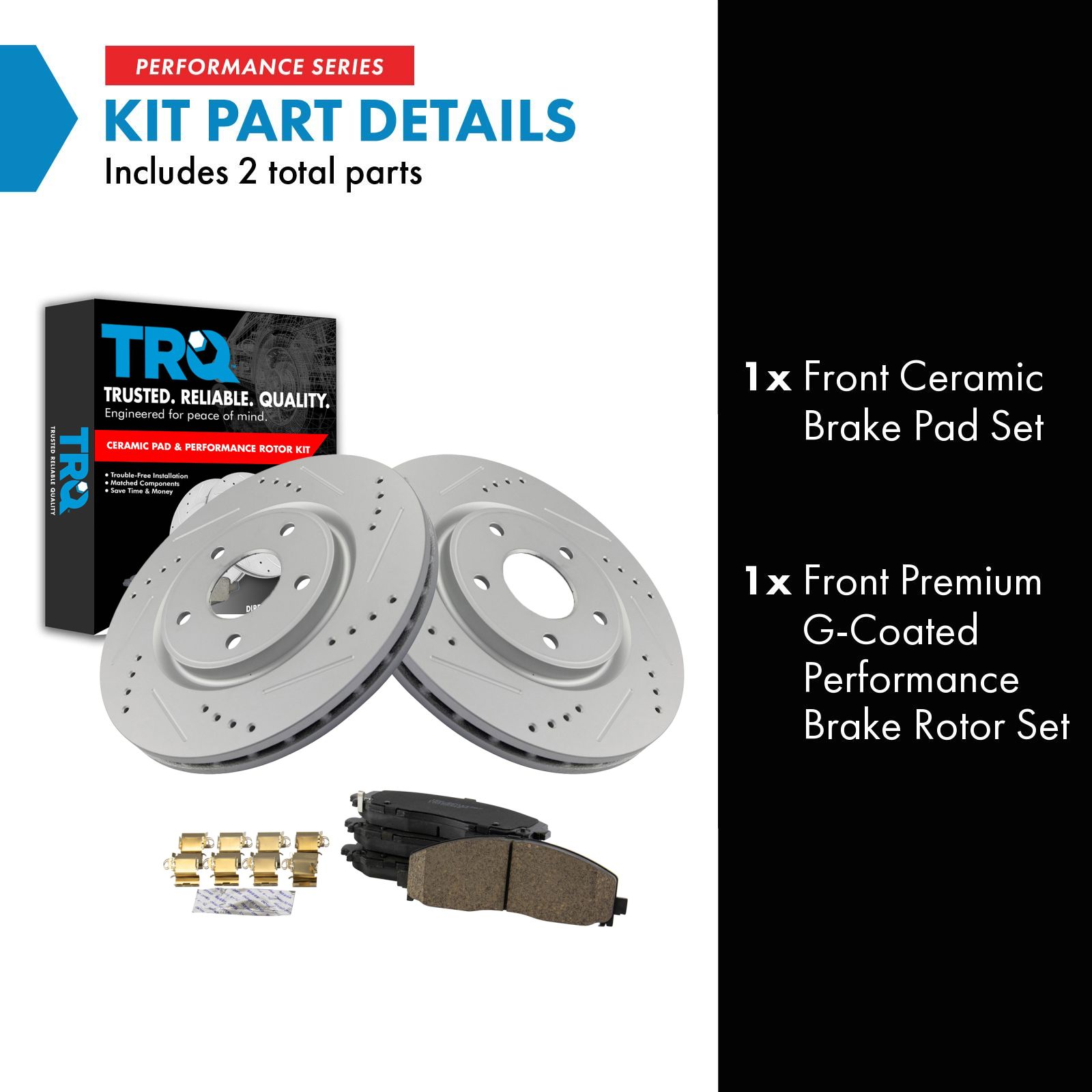 TRQ Front Brake Pad and Rotor Set Ceramic Coated Drilled Compatible with 2012-2016 Chrysler Town & Country 2012-2020 Dodge Grand Caravan Journey 2012-2013 Volkswagen Routan 2017-2022 Pacifica Voyager