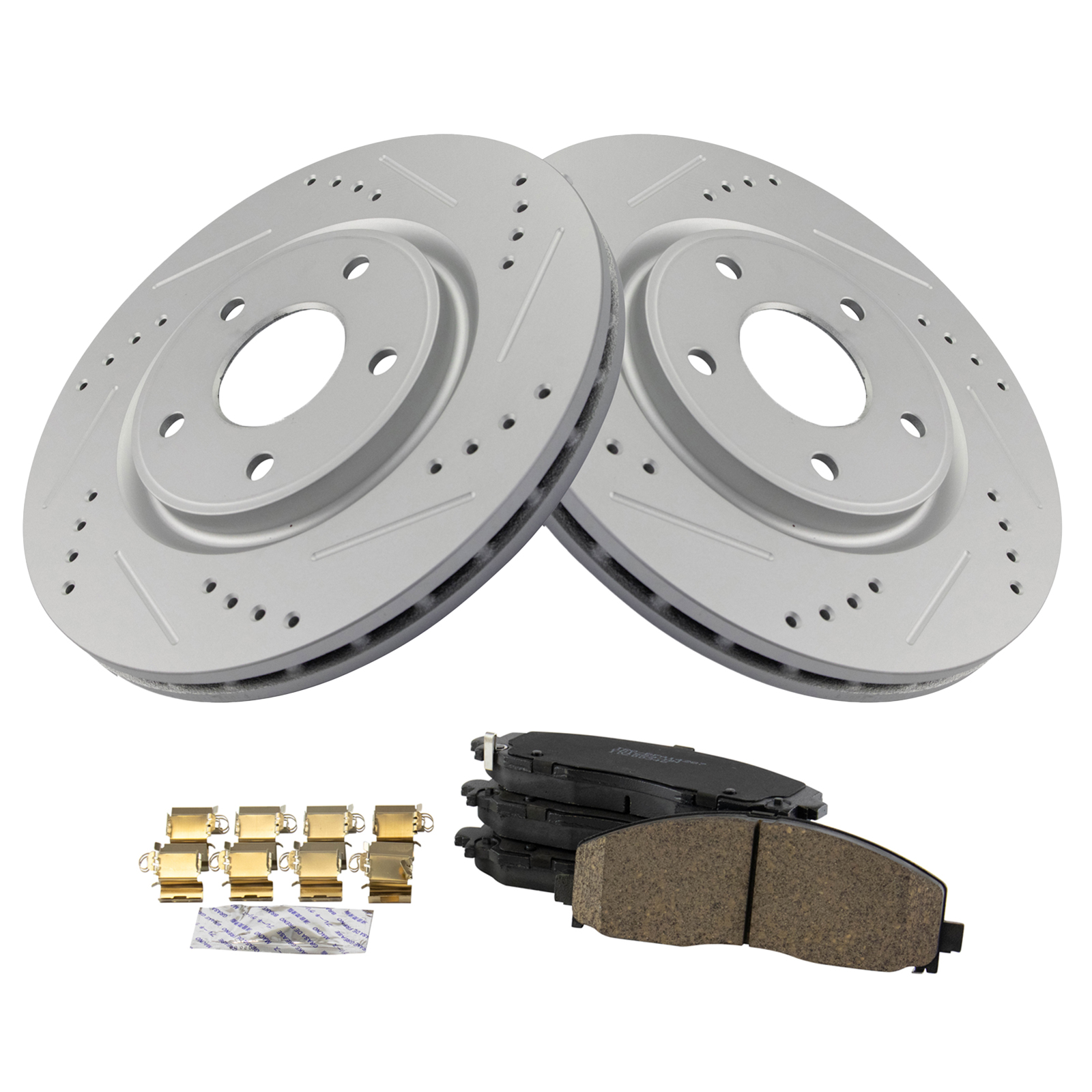 TRQ Front Brake Pad and Rotor Set Ceramic Coated Drilled Compatible with 2012-2016 Chrysler Town & Country 2012-2020 Dodge Grand Caravan Journey 2012-2013 Volkswagen Routan 2017-2022 Pacifica Voyager