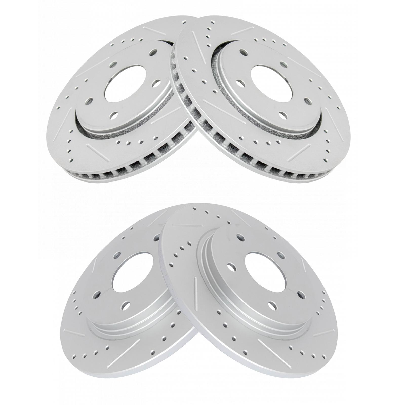 TRQ Front & Rear Brake Performance Rotor Kit Set of 4 Compatible with Chrysler Dodge Ram VW