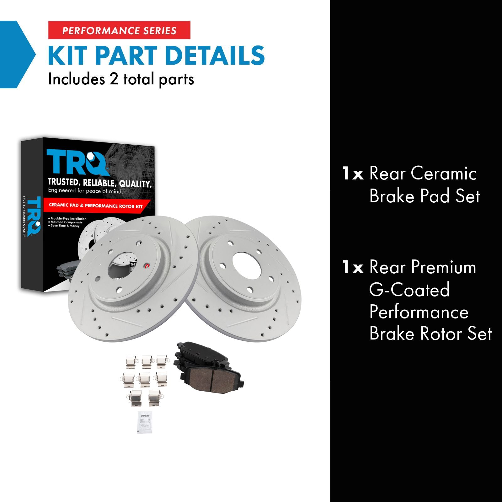 TRQ Rear Ceramic Brake Pad & Performance Rotor Kit