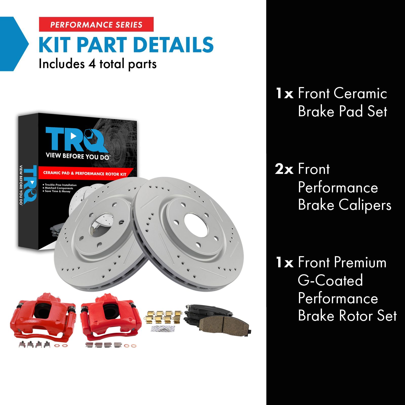 TRQ Front Brake Pad & Rotor Kit Compatible with 11 Dodge Grand Caravan 12 Ram C/V VW Routan