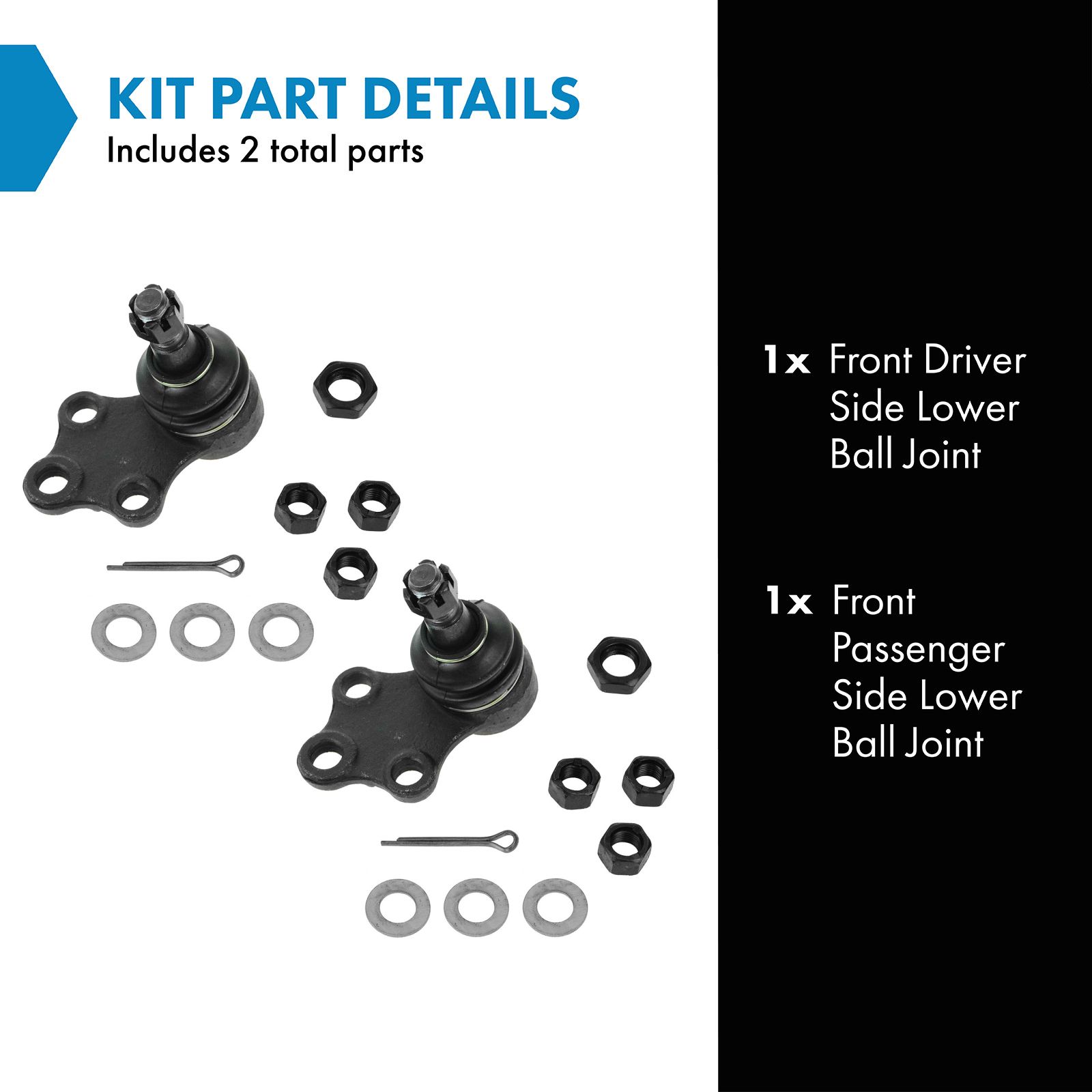 TRQ Front Lower Ball Joint Driver and Passenger Side Compatible with 1993-2002 Mercury Villager 1993-2002 Nissan Quest