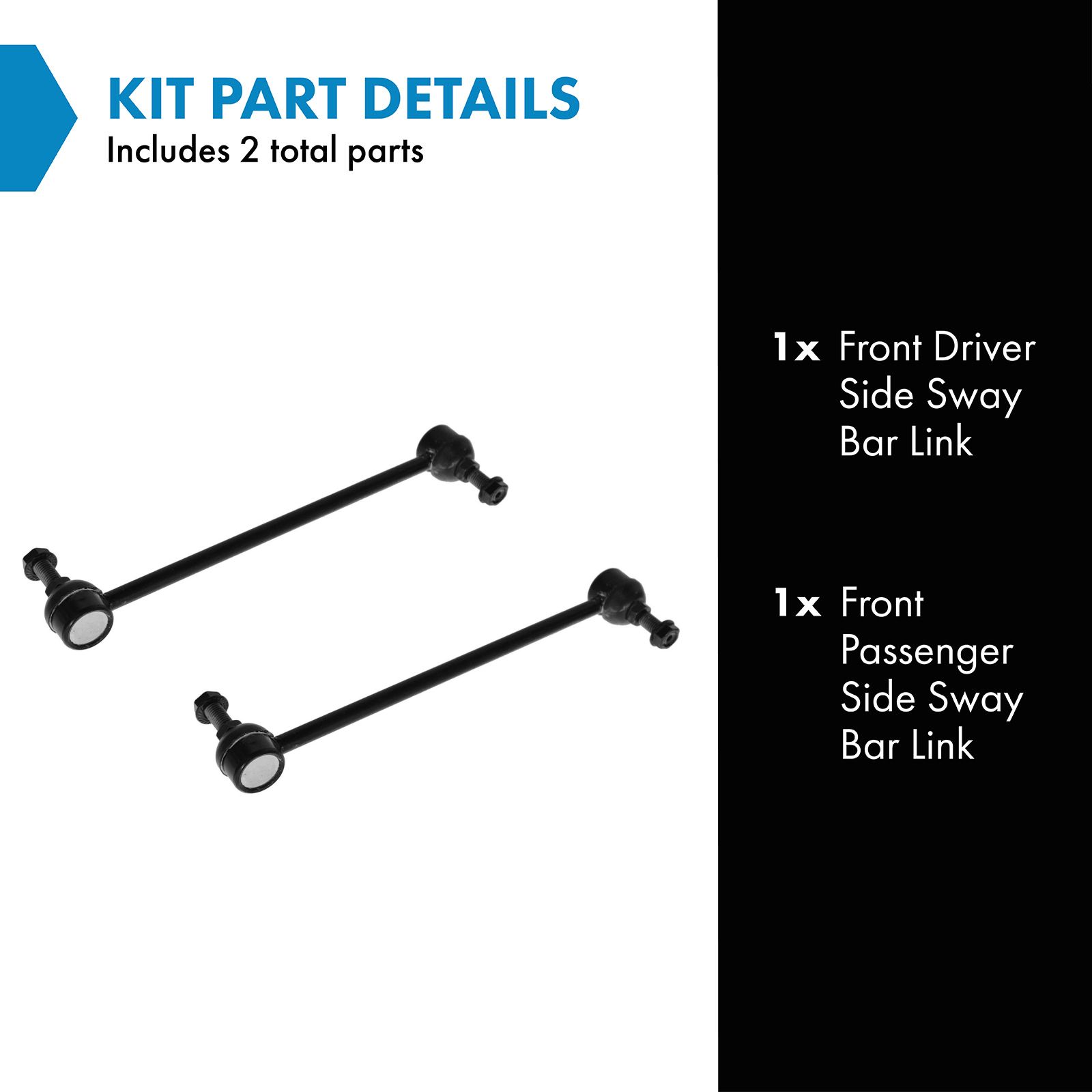 TRQ Front Driver and Passenger Side Sway Bar Link Set 2 Piece Compatible with 96-16 Chrysler Town and Country 00-03 Voyager 04-08 Pacifica 96-07 Dodge Caravan 96-20 Grand Caravan