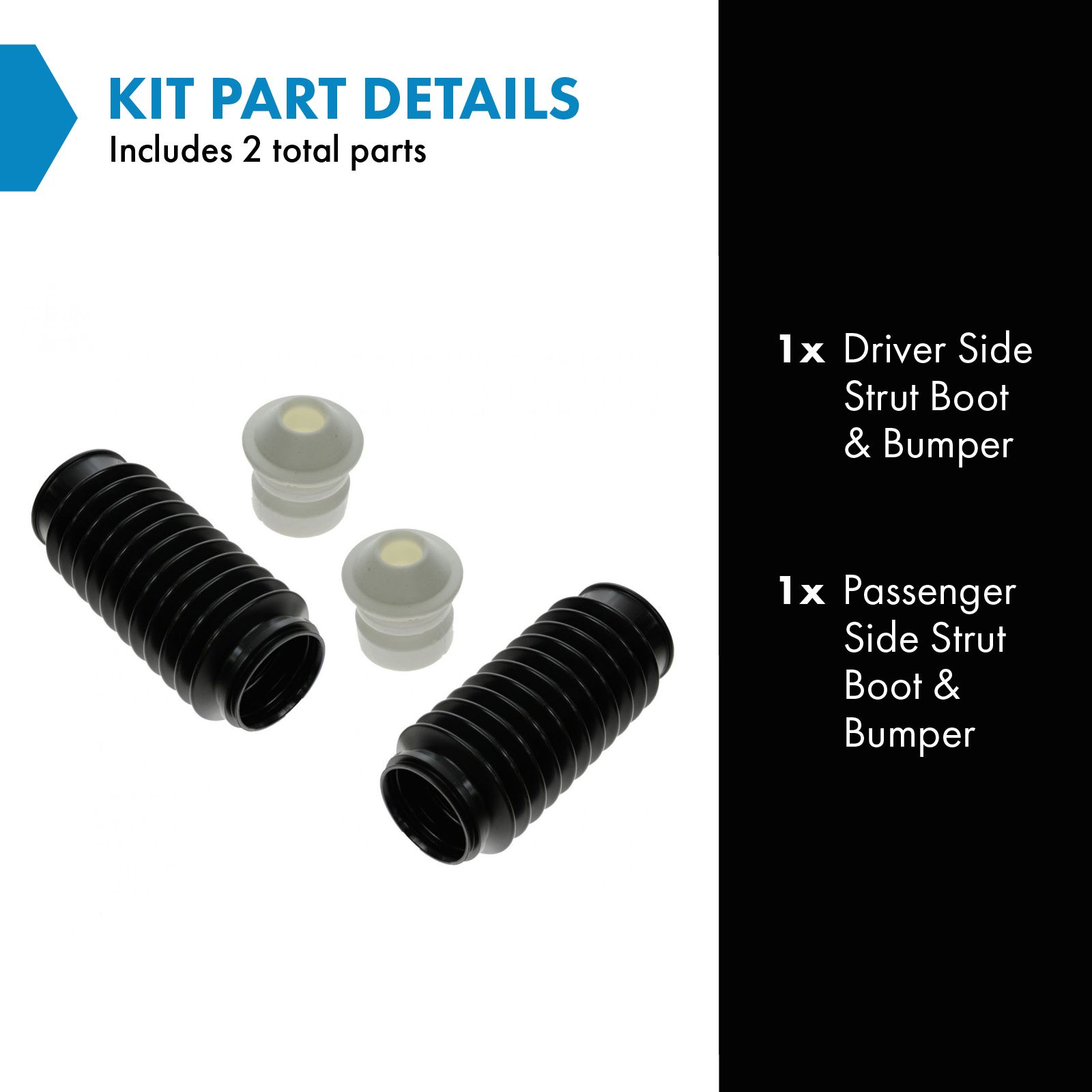 TRQ Shock Strut Boot Bellow & Bumper Kit Pair Set of 2 For Dodge Chrysler Lexus Kia