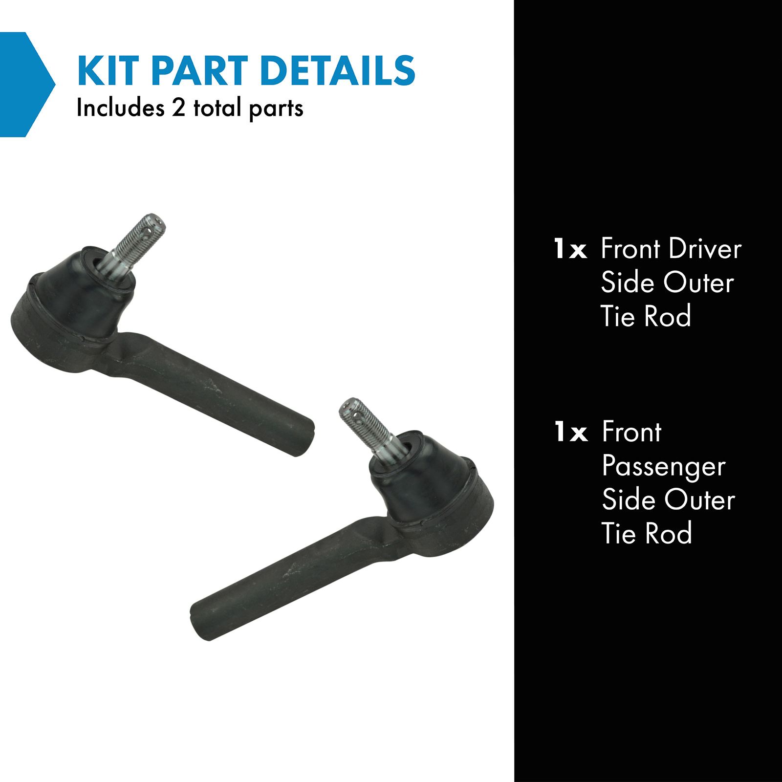 TRQ Outer Driver and Passenger Side Tie Rod Set 2 Piece Compatible with 08-16 Chrysler Town and Country 20 Chrysler Voyager 08-20 Dodge Grand Caravan 12-15 Ram C V 09-13 Volkswagen Routan