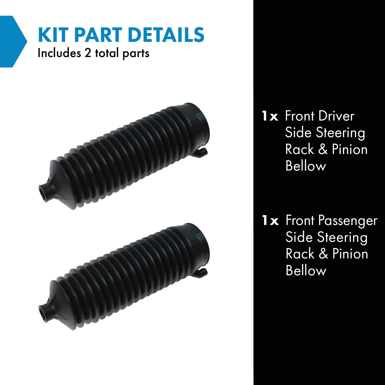 TRQ Front Steering Rack & Pinion Bellow Driver & Passenger Side Compatible with 99-07 Chevrolet 01-10 Chrysler 97-05 Dodge 02-07 GMC 93-02 Mercury Nissan 00-01 Plymouth