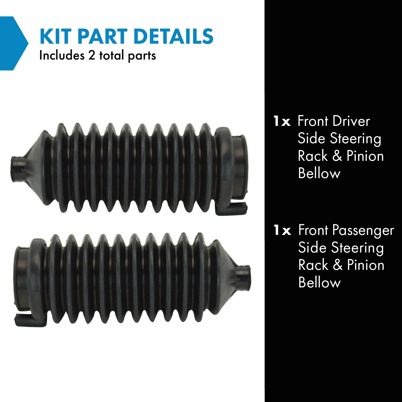 TRQ Rack Pinion Inner Tie Rod Steering Bellow Boot LH RH Pair Compatible with Chevy GMC Buick