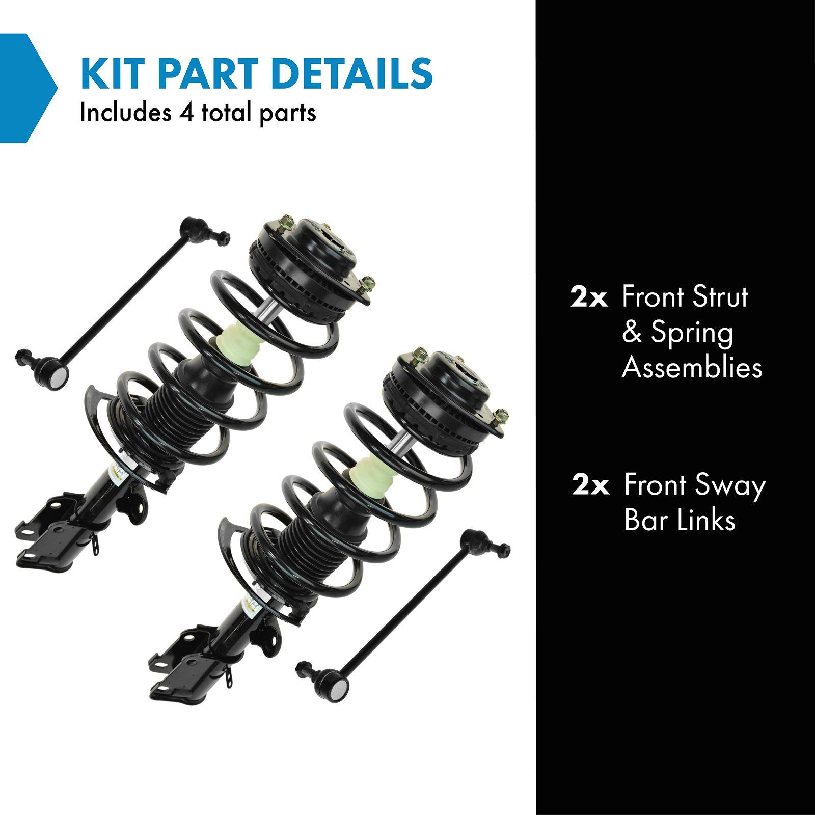 TRQ Front Suspension Kit Complete Strut & Coil Spring Assembly Sway Bar Stabilizer Link Compatible with 2008-2016 Chrysler Town & Country 2008-2020 Dodge Grand Caravan