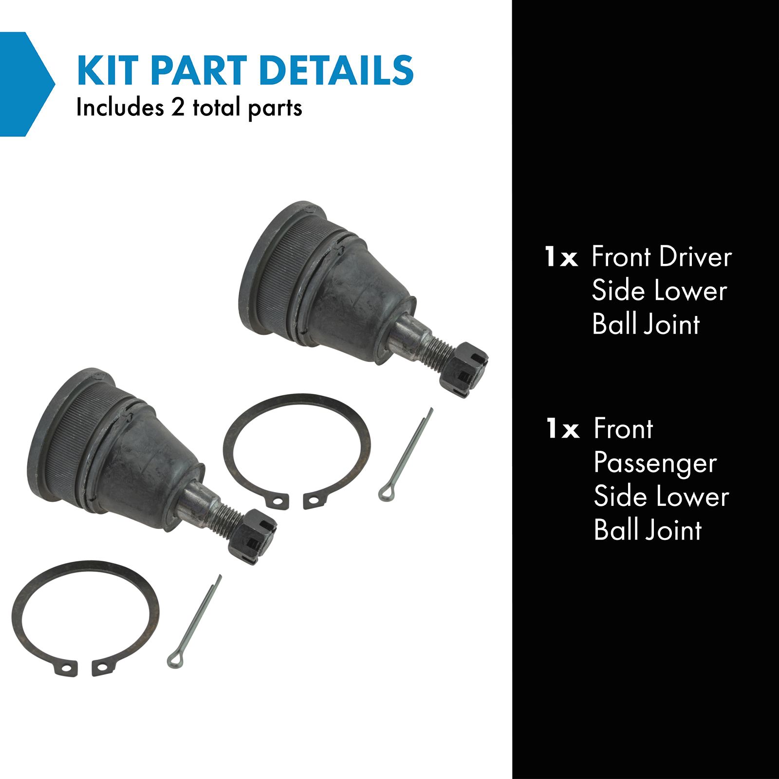 TRQ Front Lower Ball Joint Set Compatible with 2008-2016 Chrysler Town & Country 2008-2018 Dodge Grand Caravan 2012-2015 Ram C/V 2009-2014 Volkswagen Routan